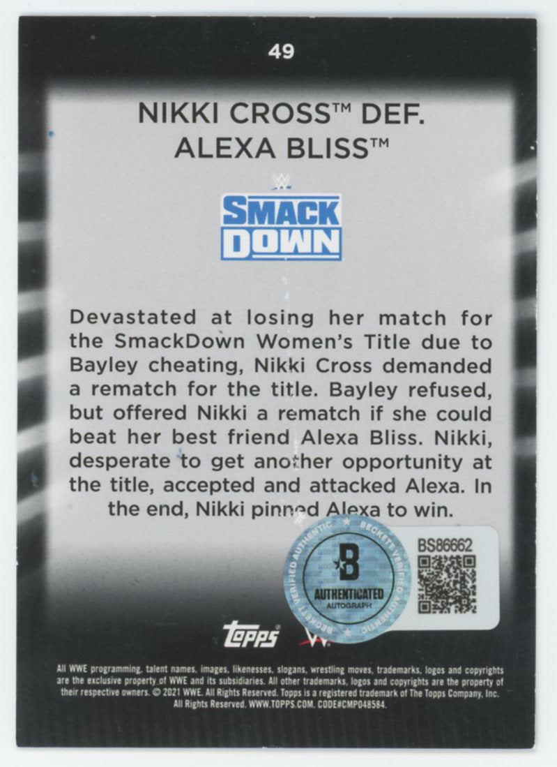 Nikki Cross WWE Authentic Signed 2021 Topps #49 Card Autographed BAS #BS86662