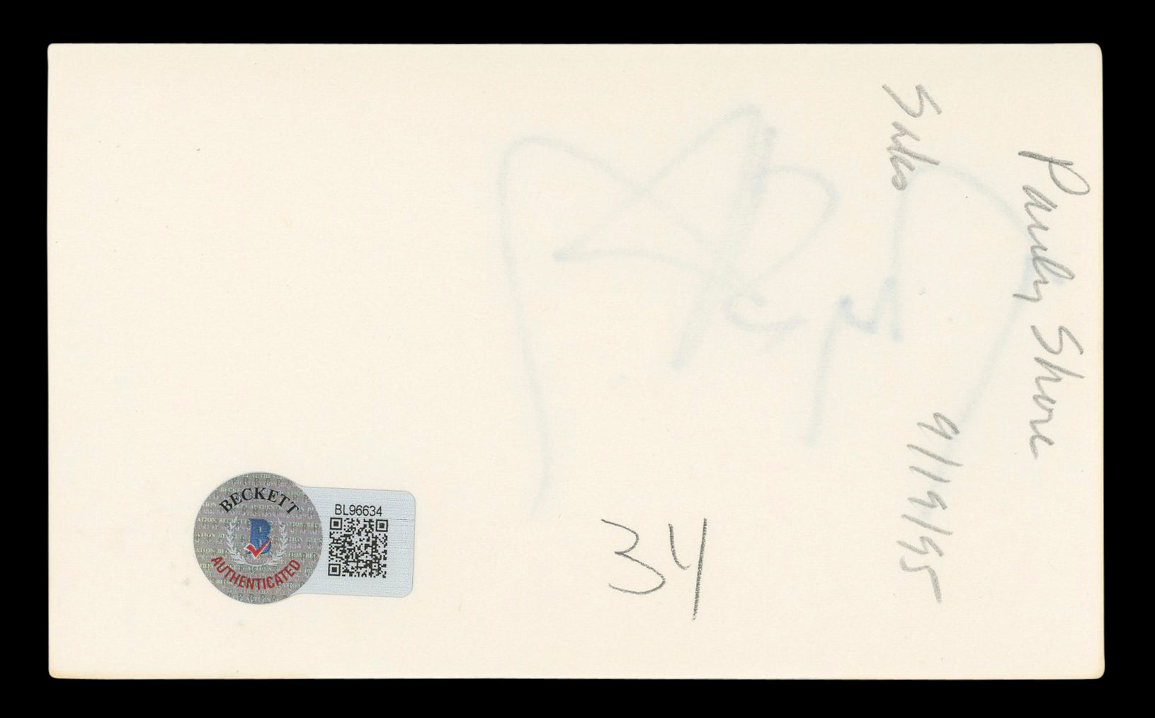 Pauly Shore Son in Law Authentic Signed 3x5 Index Card Autographed BAS #BL96634