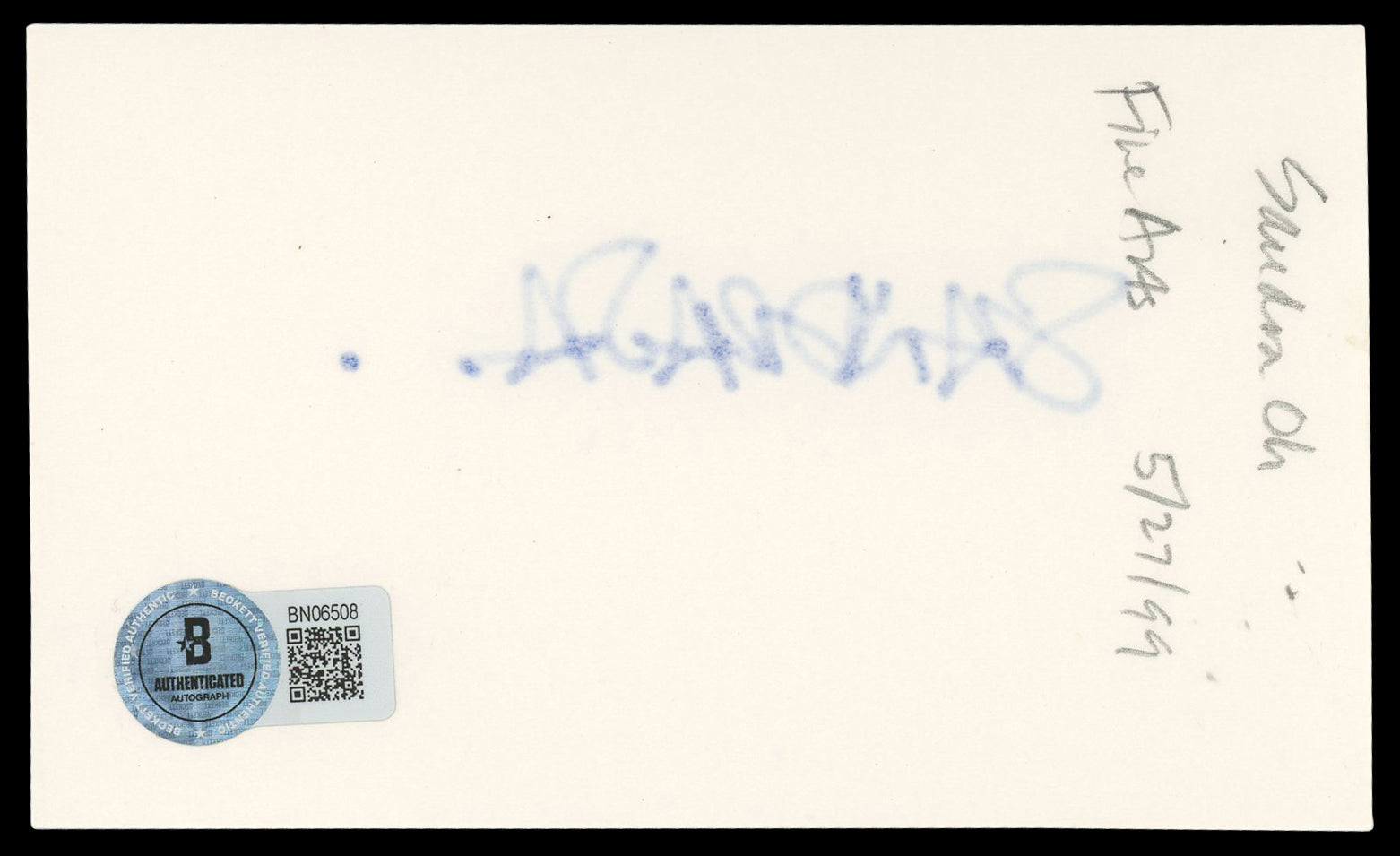 Sandra Oh Grey's Anatomy Authentic Signed 3x5 Index Card BAS #BN06508
