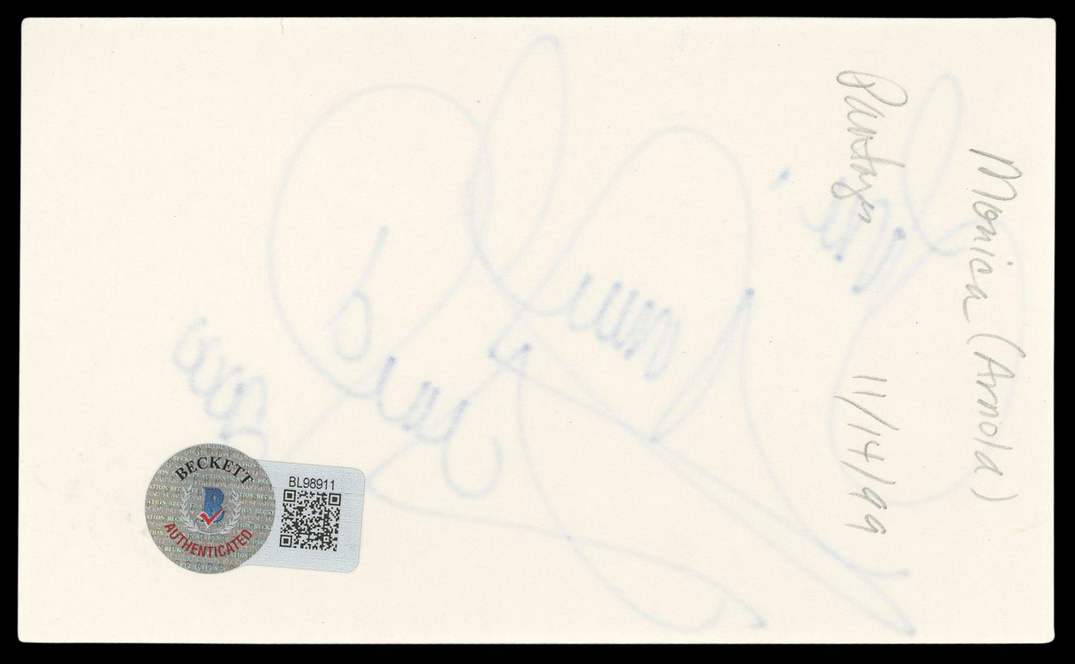 Monica Arnold Big Momma's House "Love" Signed 3x5 Index Card BAS #BL98911