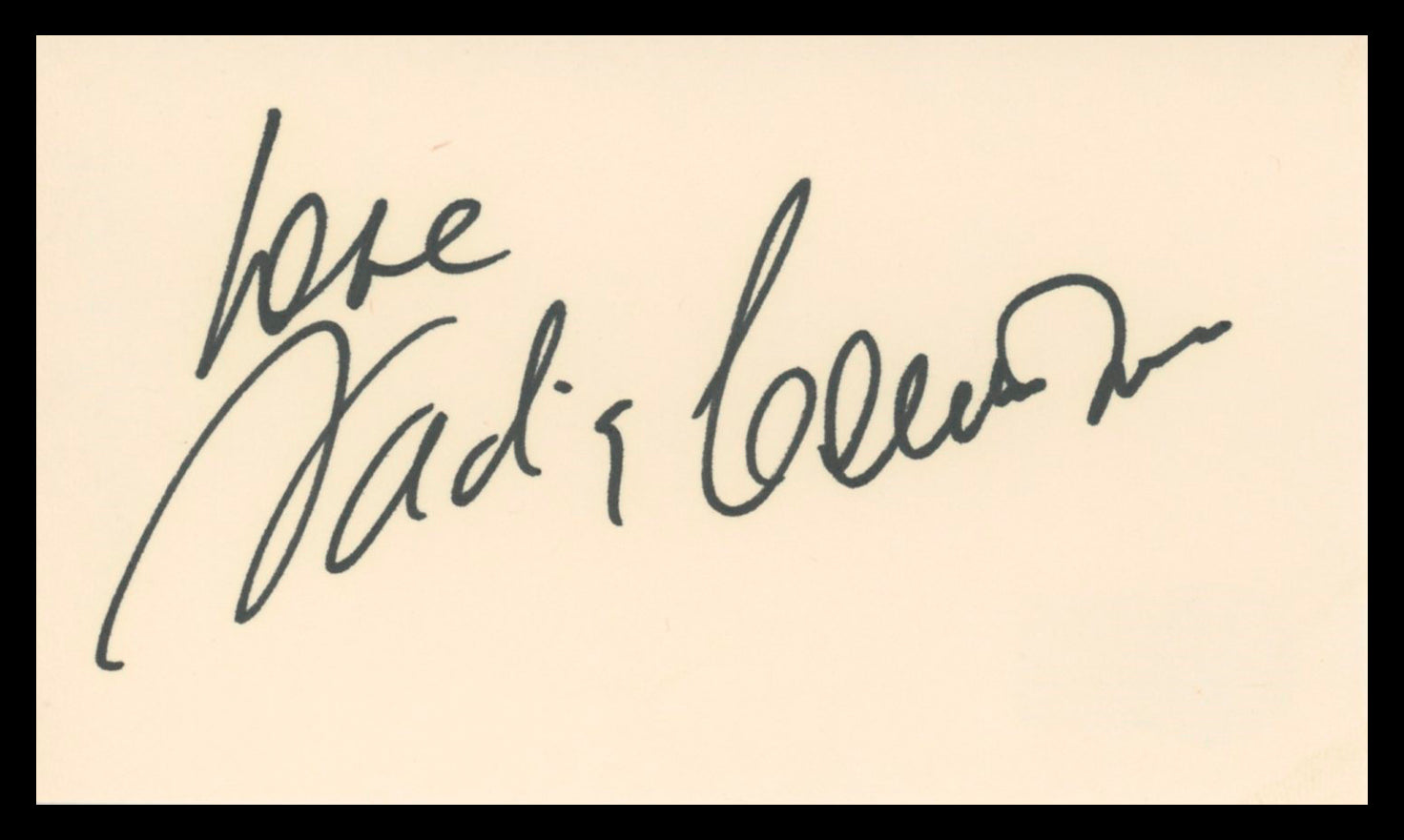 Nadia Comaneci Olympian "Love" Authentic Signed 3x5 Index Card BAS#BV02116