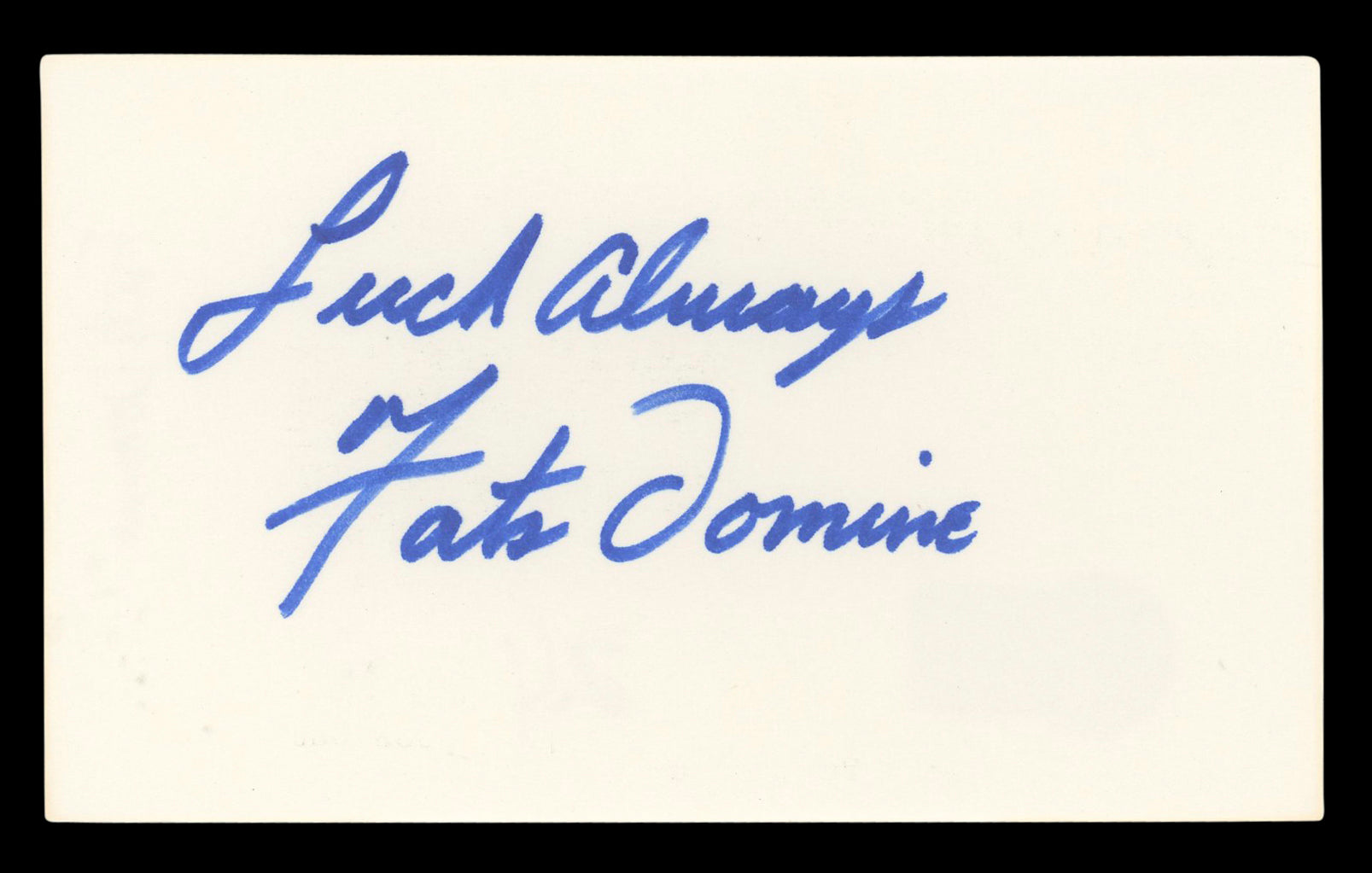 Fats Domino "Luck Always" Authentic Signed 3x5 Index Card BAS #BL96641