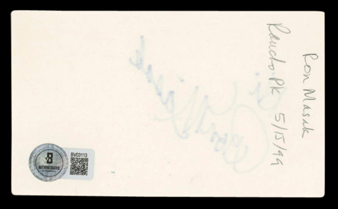 Ron Masak Murder, She Wrote Hi Authentic Signed 3x5 Index Card BAS #BV03113