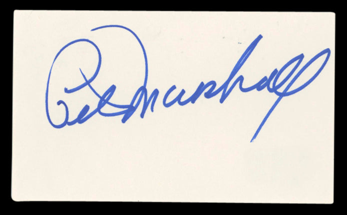 Peter Marshall The Hollywood Squares Signed 3x5 Index Card BAS #BV03114