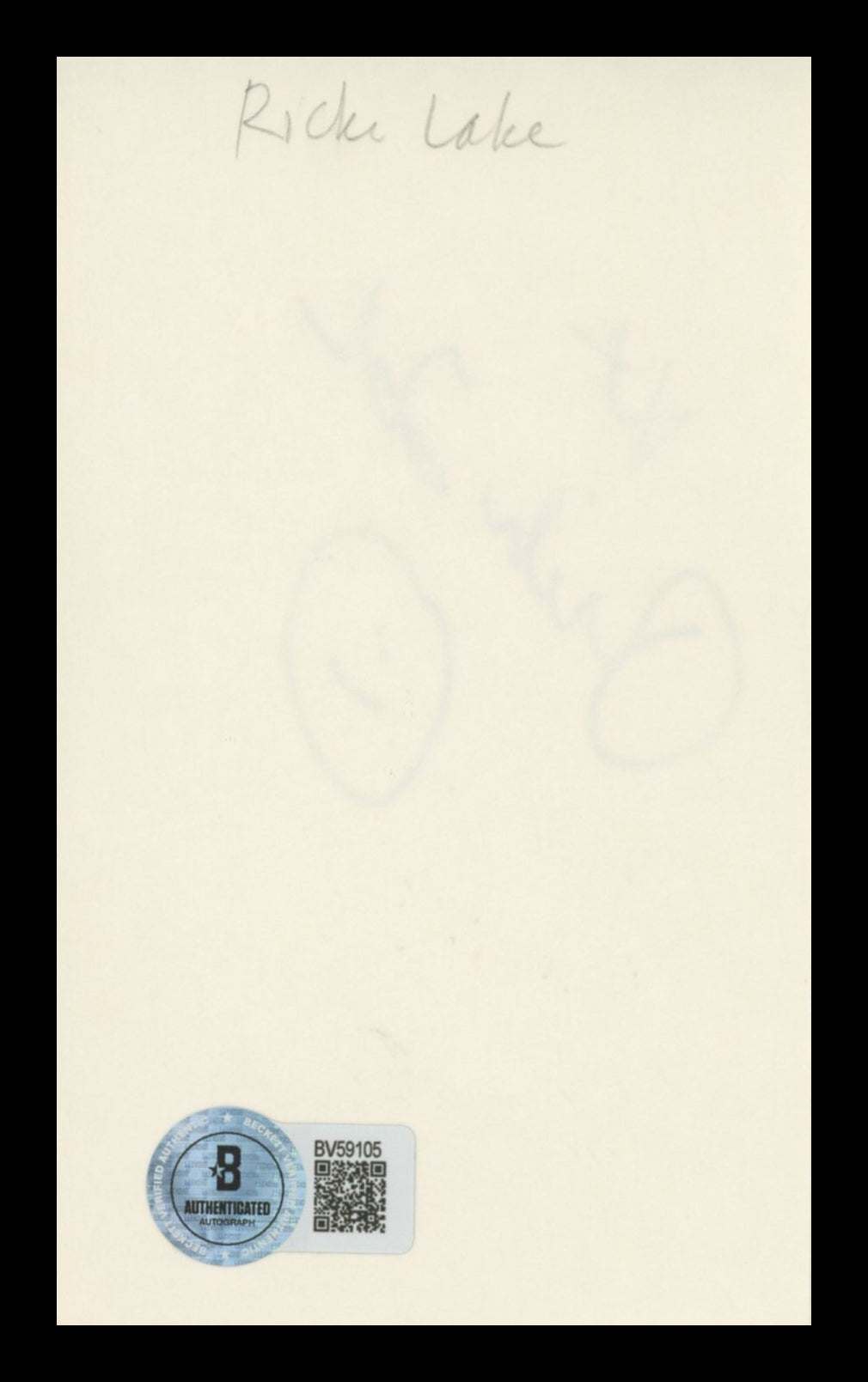 Ricki Lake Hairspray Authentic Signed 3x5 Index Card Autographed BAS #BV59105