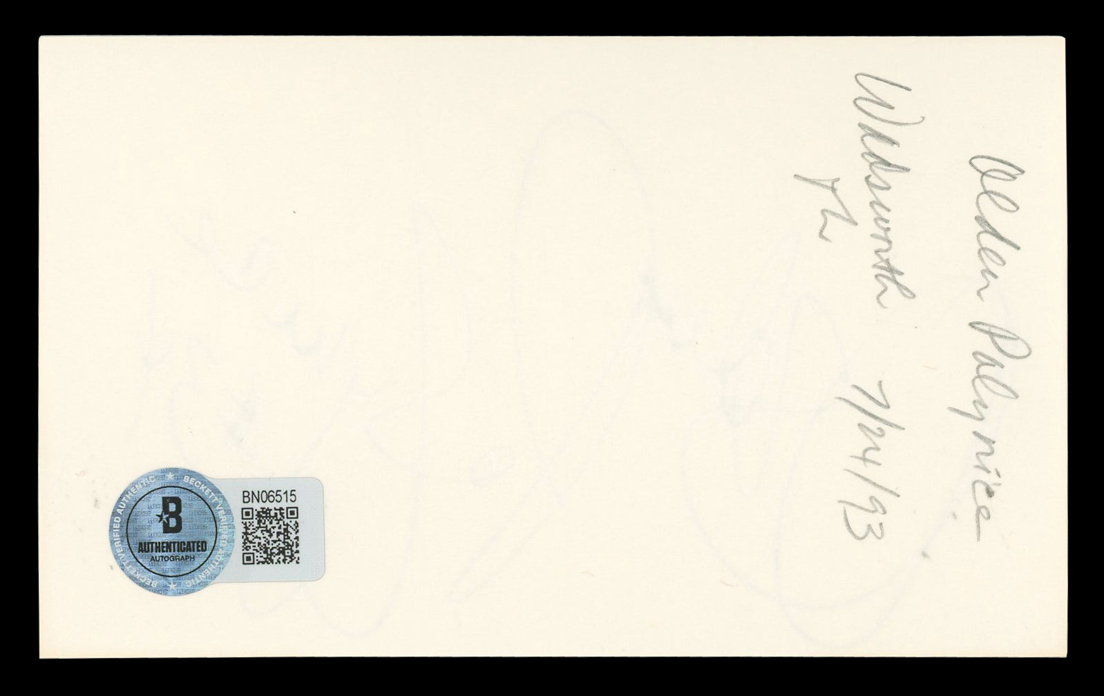 Sonics Olden Polynice Authentic Signed 3x5 Index Card Autographed BAS #BN06515