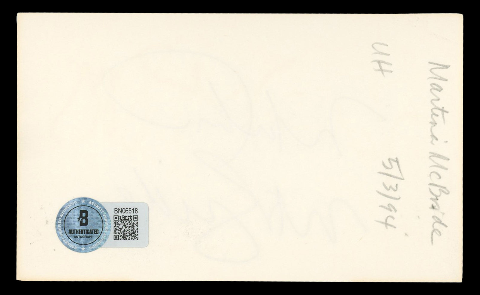 Martina McBride Musician Authentic Signed 3x5 Index Card BAS #BN06518