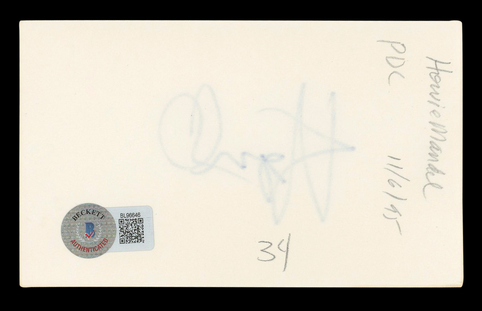 Howie Mandel America's Got Talent Authentic Signed 3x5 Index Card BAS #BL96646