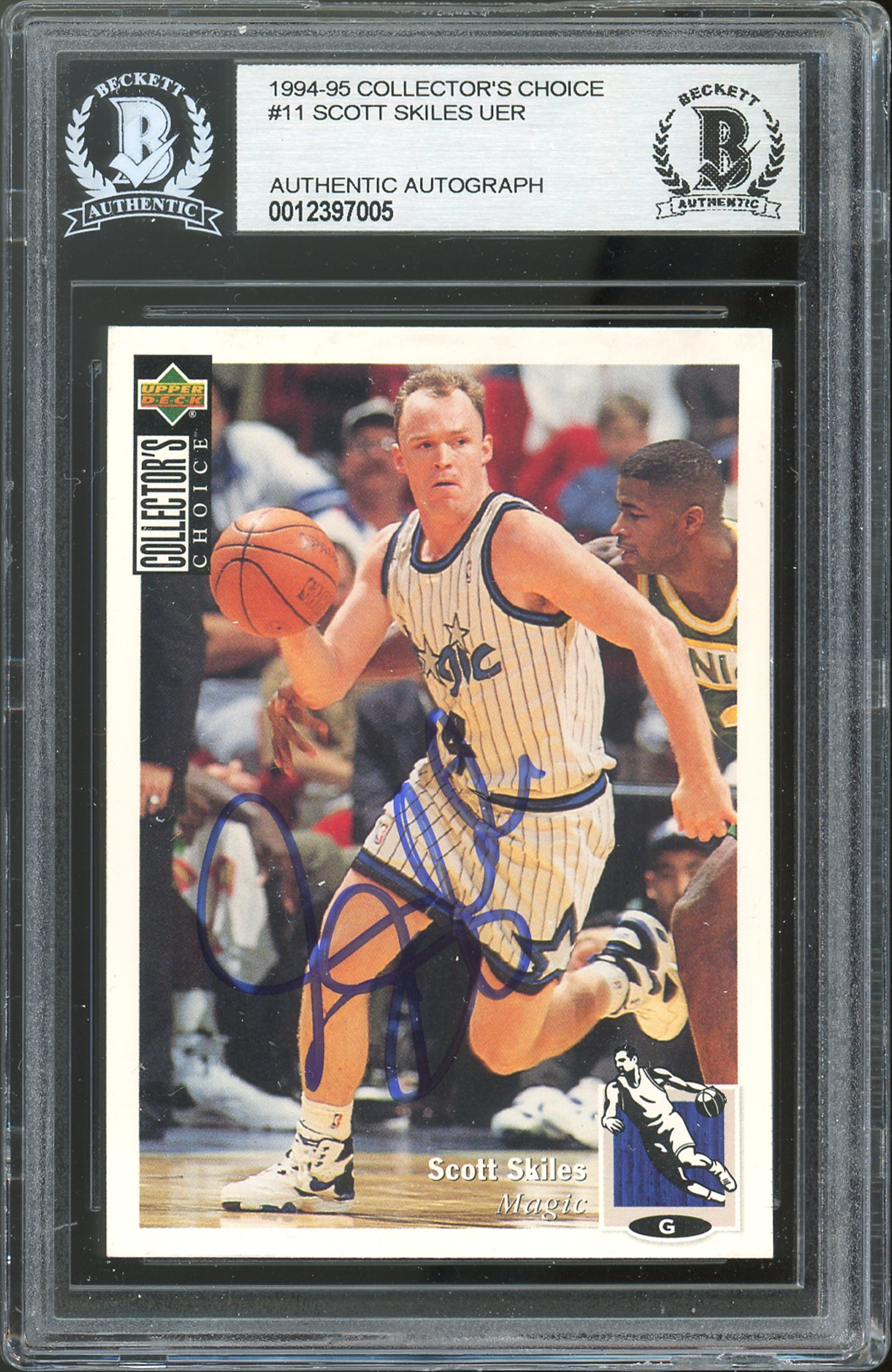 Magic Scott Skiles Authentic Signed 1994 Collector's Choice #11 Card BAS Slabbed