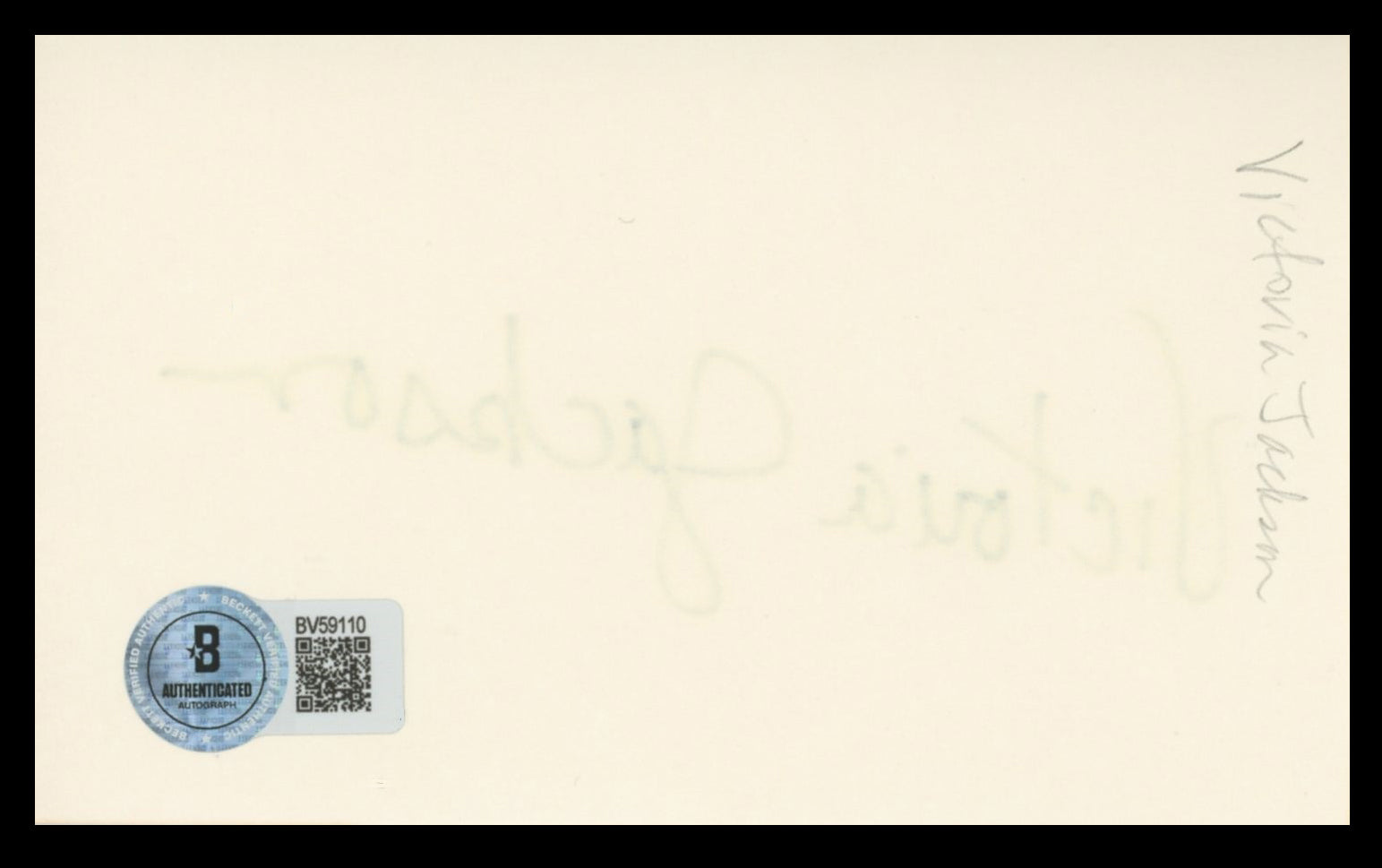 Victoria Jackson Saturday Night Live Signed 3x5 Index Card BAS #BV59110