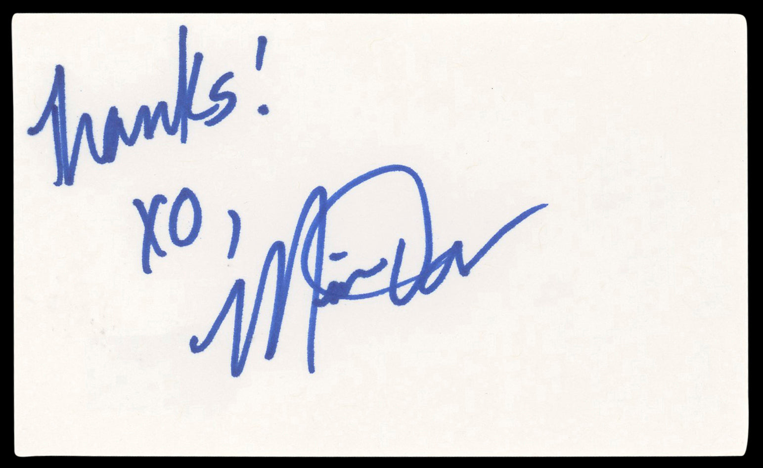 Mimi Drew "Thanks! XO" Authentic Signed 3x5 Index Card Autographed BAS #BL98900