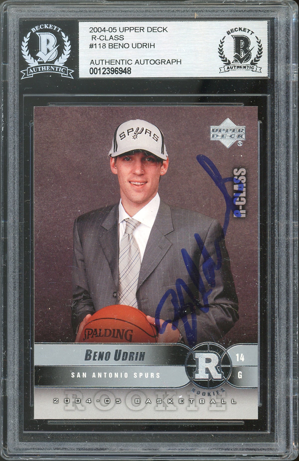 Spurs Beno Udrih Authentic Signed 2004 Upper Deck R-Class #118 Card BAS Slabbed