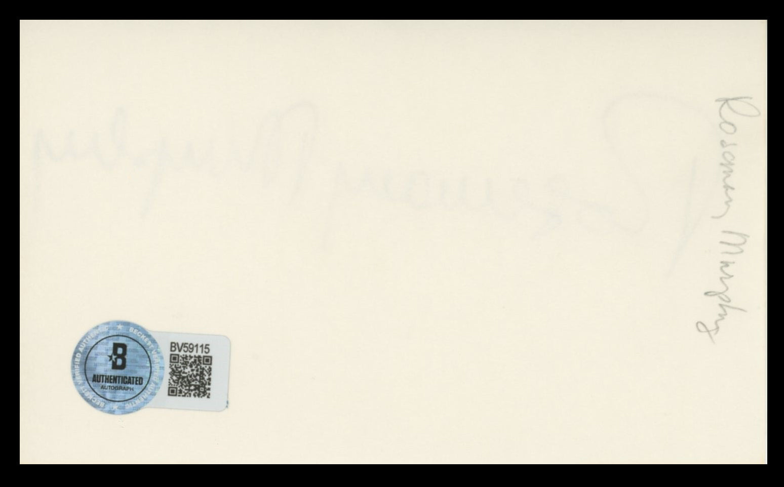 Rosemary Murphy To Kill a Mockingbird Signed 3x5 Index Card BAS #BV59115