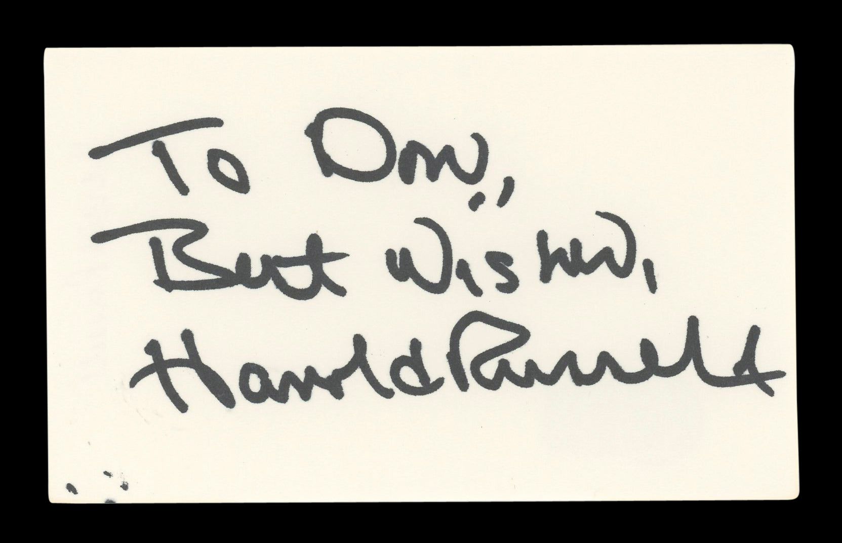 Harold Russell Dogtown "To Don, Best Wishes" Signed 3x5 Index Card BAS #AD70232