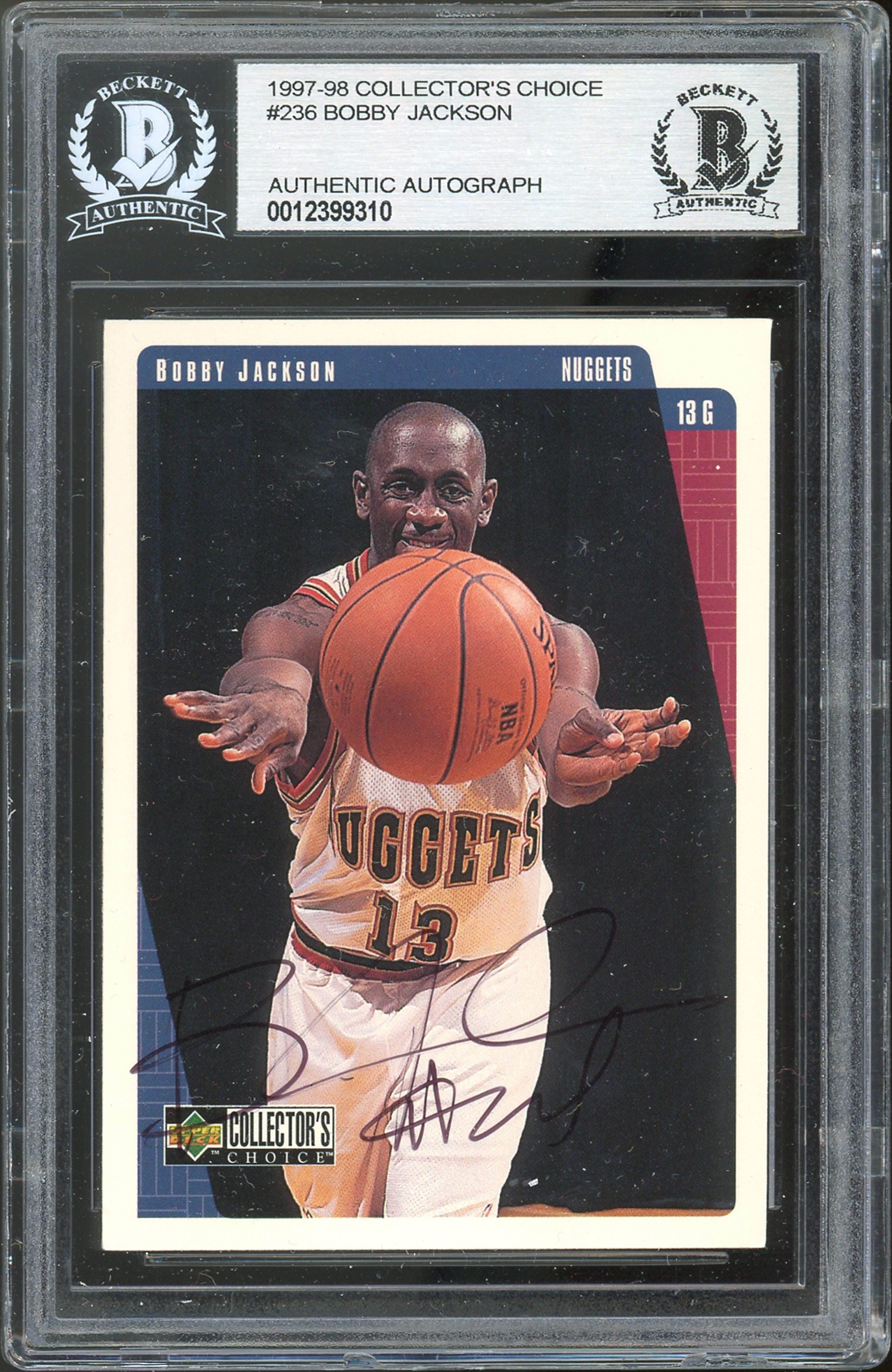 Nuggets Bobby Jackson Signed 1997 Collector's Choice #236 Card BAS Slabbed