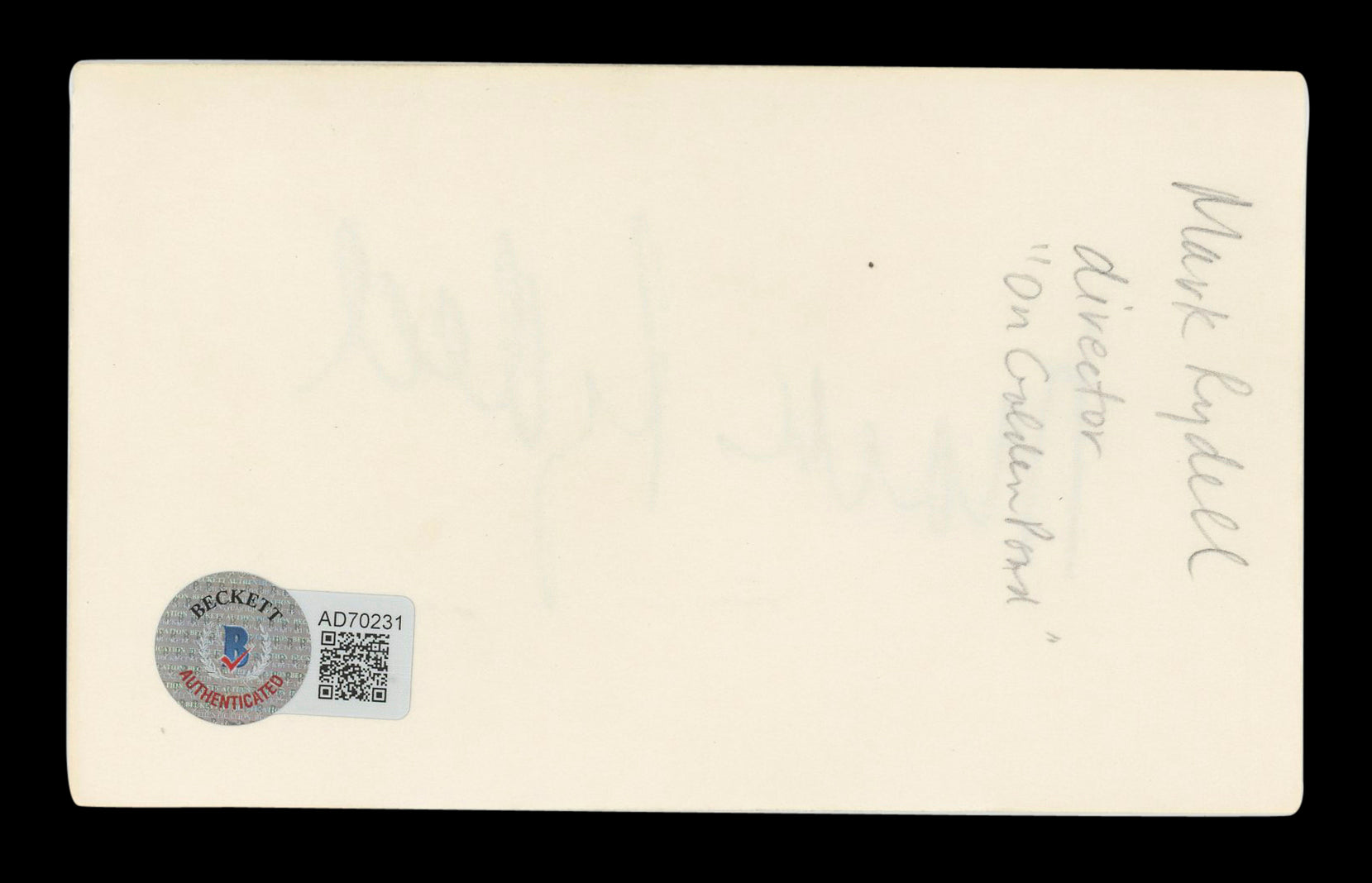 Mark Rydell On Golden Pond Signed 3x5 Index Card Autographed BAS #AD70231