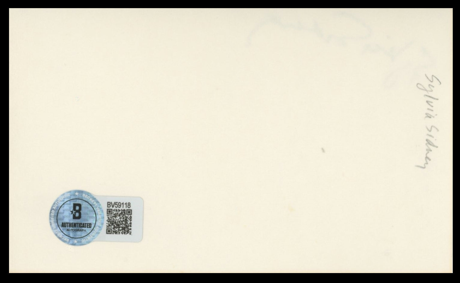 Sylvia Sidney Beetlejuice Authentic Signed 3x5 Index Card BAS #BV59118
