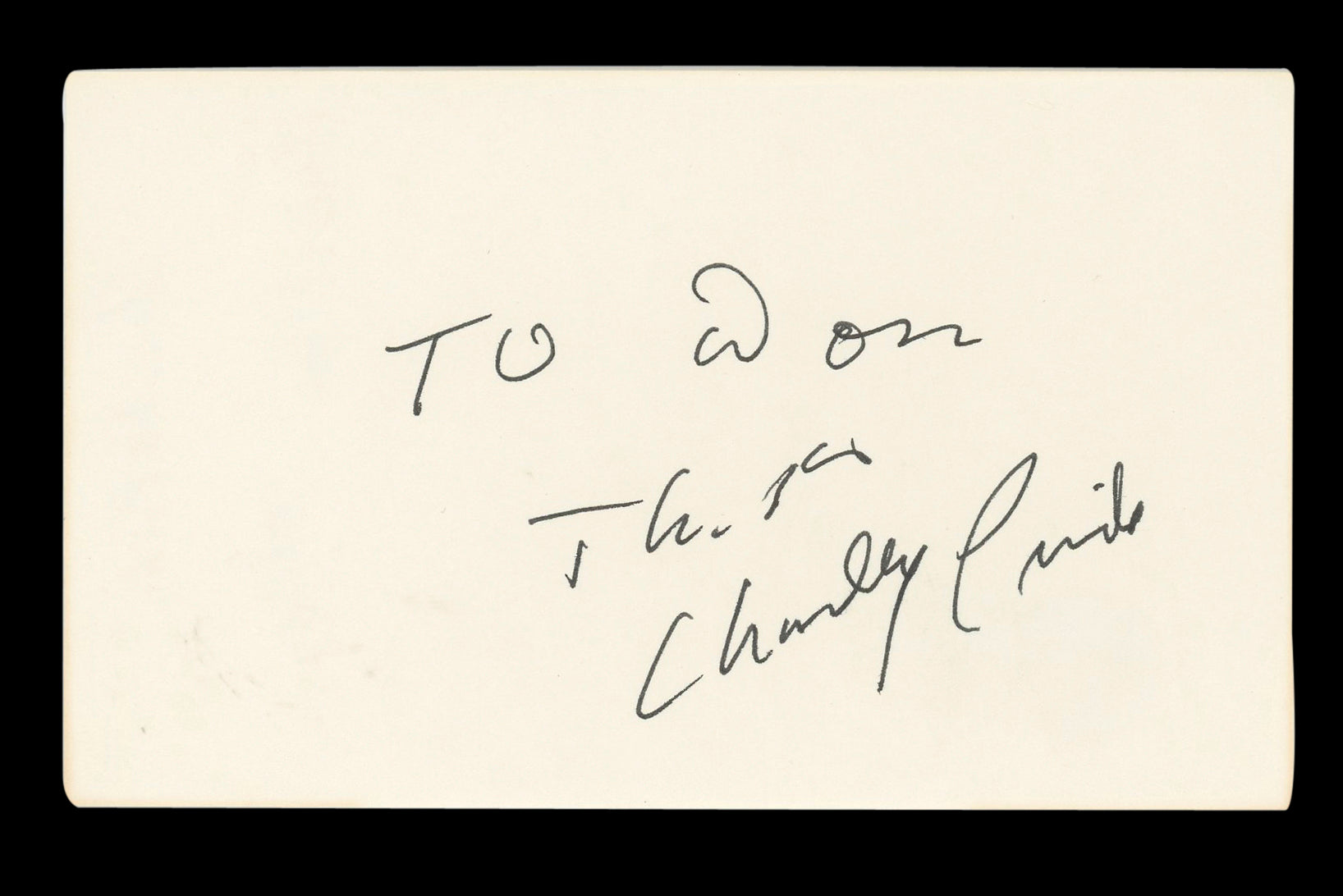 Charley Pride Singer "To Don, thanks" Signed 3x5 Index Card BAS #AD70229