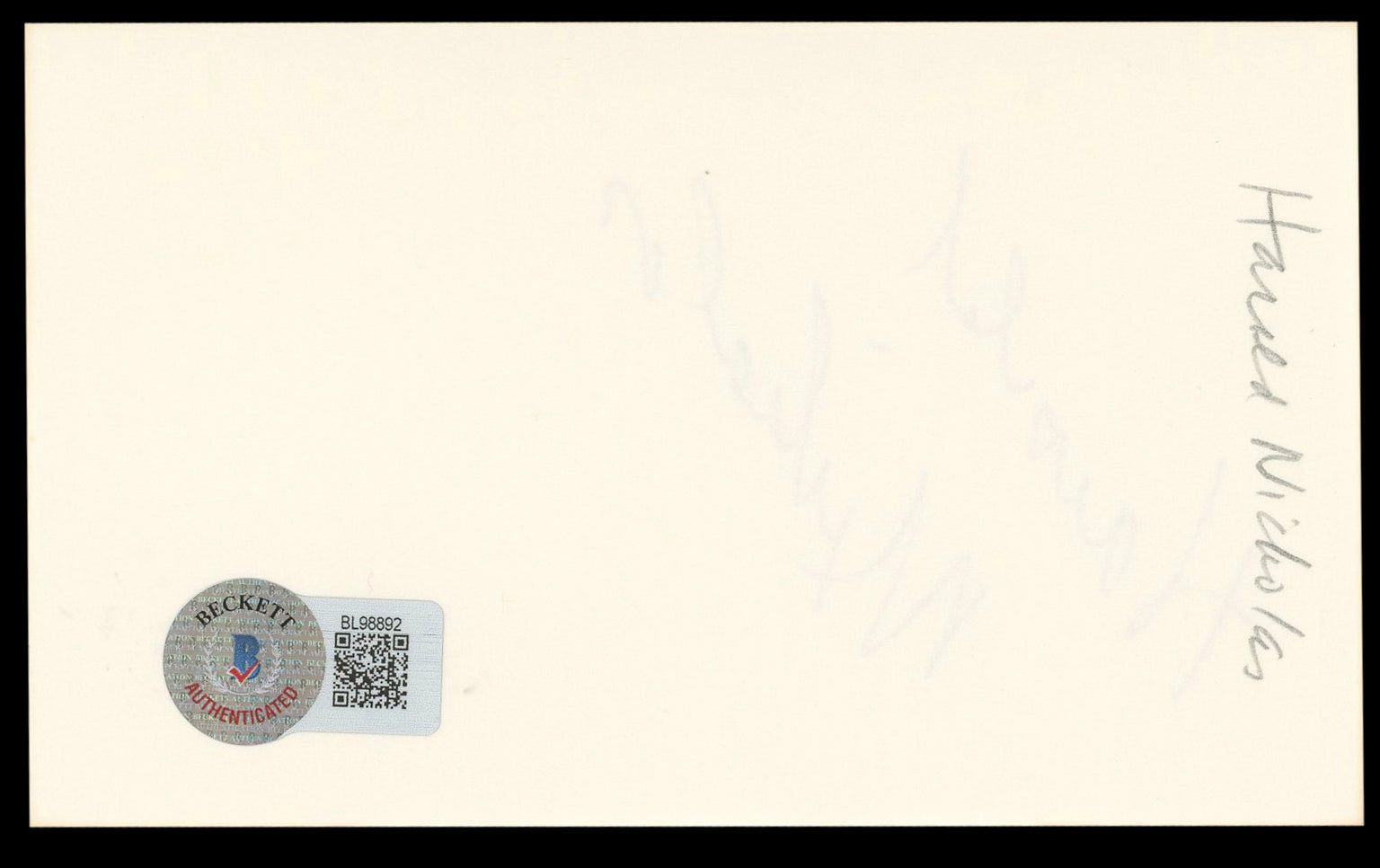 Harold Nicholas Down Argentine Way Authentic Signed 3x5 Index Card BAS #BL98892