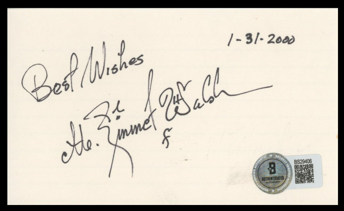 M. Emmet Walsh Big Little Man "Best Wishes" Signed 3x5 Index Card BAS #BS29406
