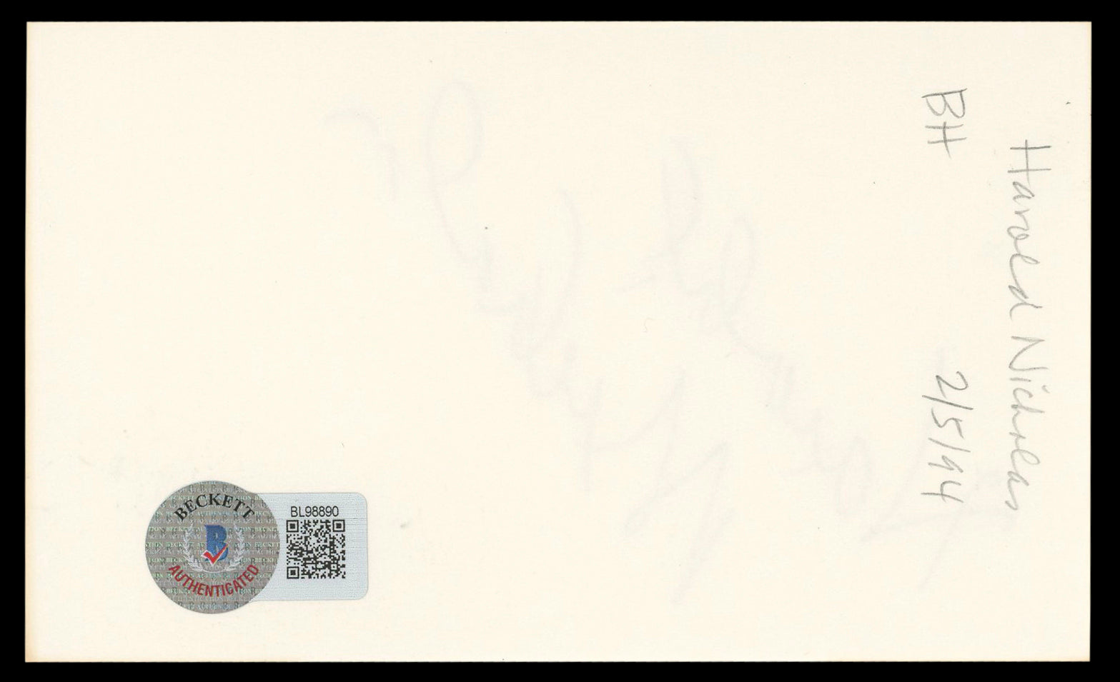 Harold Nicholas Down Argentine Way Authentic Signed 3x5 Index Card BAS #BL98890