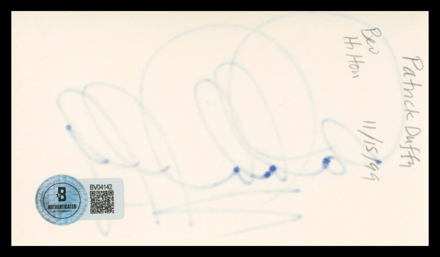 Patrick Duffy Dallas Authentic Signed 3x5 Index Card Autographed BAS #BV04142