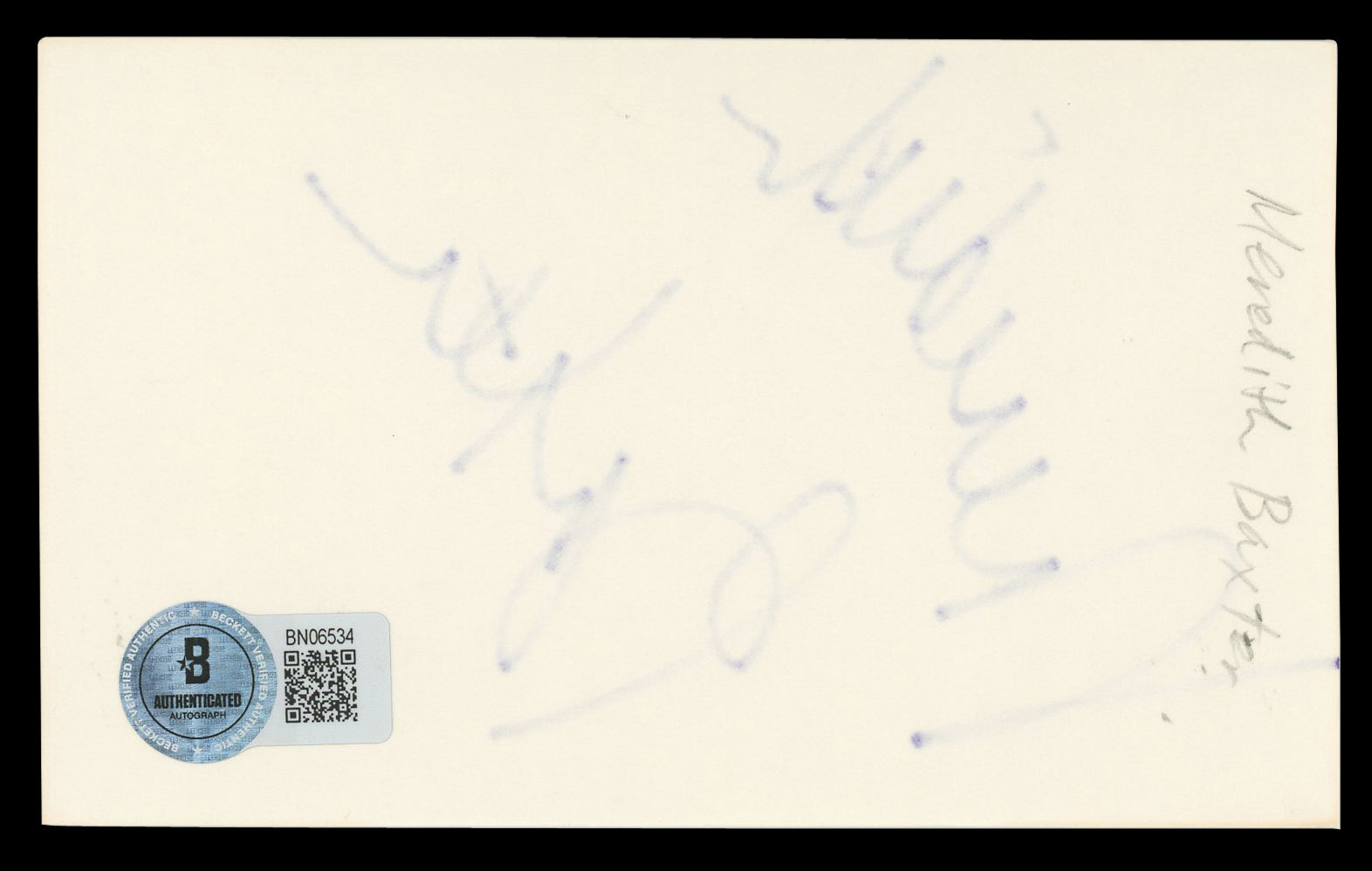 Meredith Baxter Family Ties Authentic Signed 3x5 Index Card BAS #BN06534