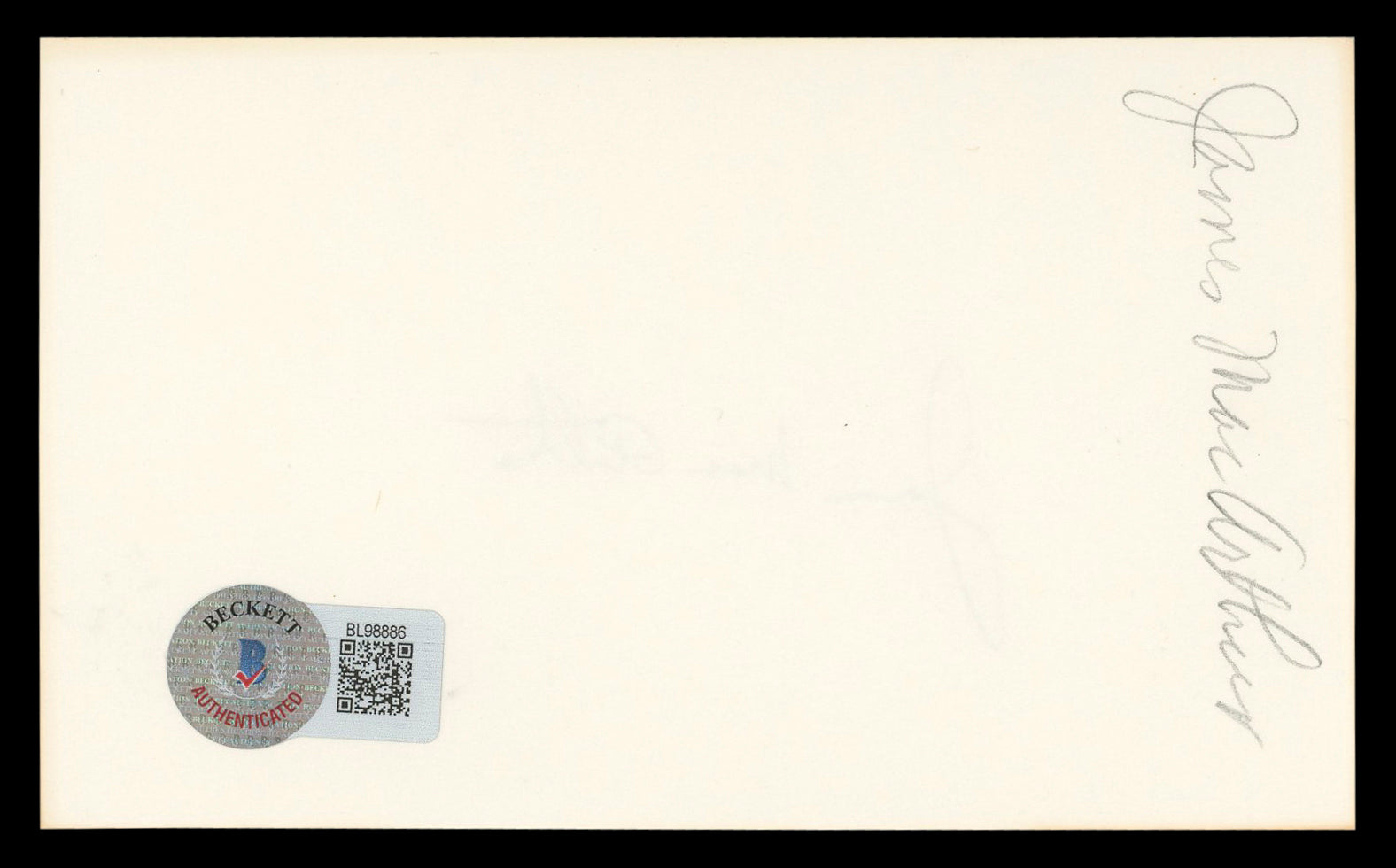 James MacArthur Hawaii Five-O Authentic Signed 3x5 Index Card BAS #BL98886