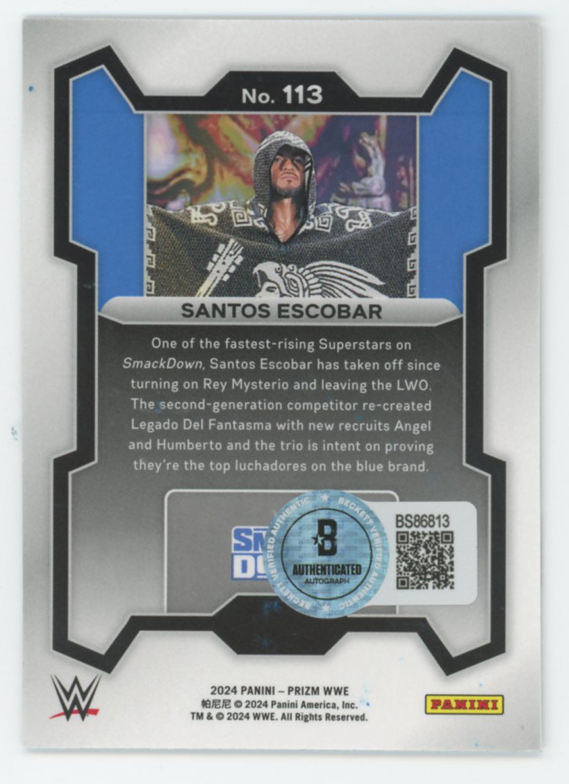Santos Escobar WWE Authentic Signed 2024 Panini Prizm #113 Card BAS #BS86813