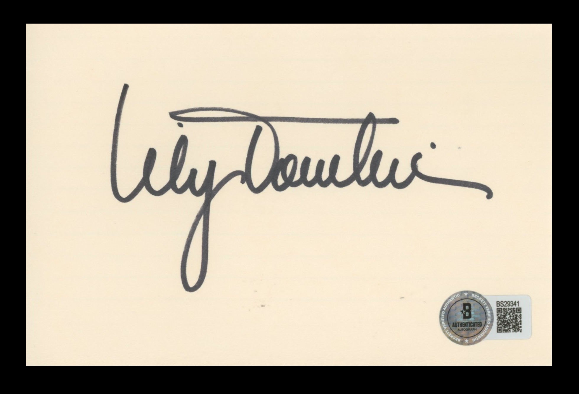 Lily Tomlin Grace and Frankie Authentic Signed 4x6 Index Card BAS #BS29340