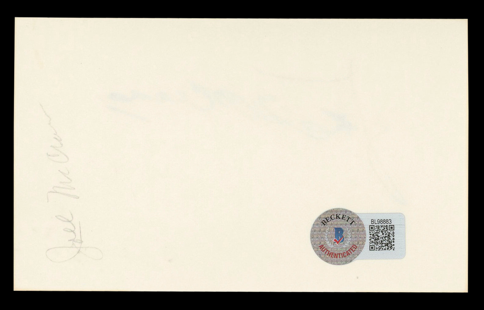 Joel McCrea Ride the High Country Authentic Signed 3x5 Index Card BAS #BL98883