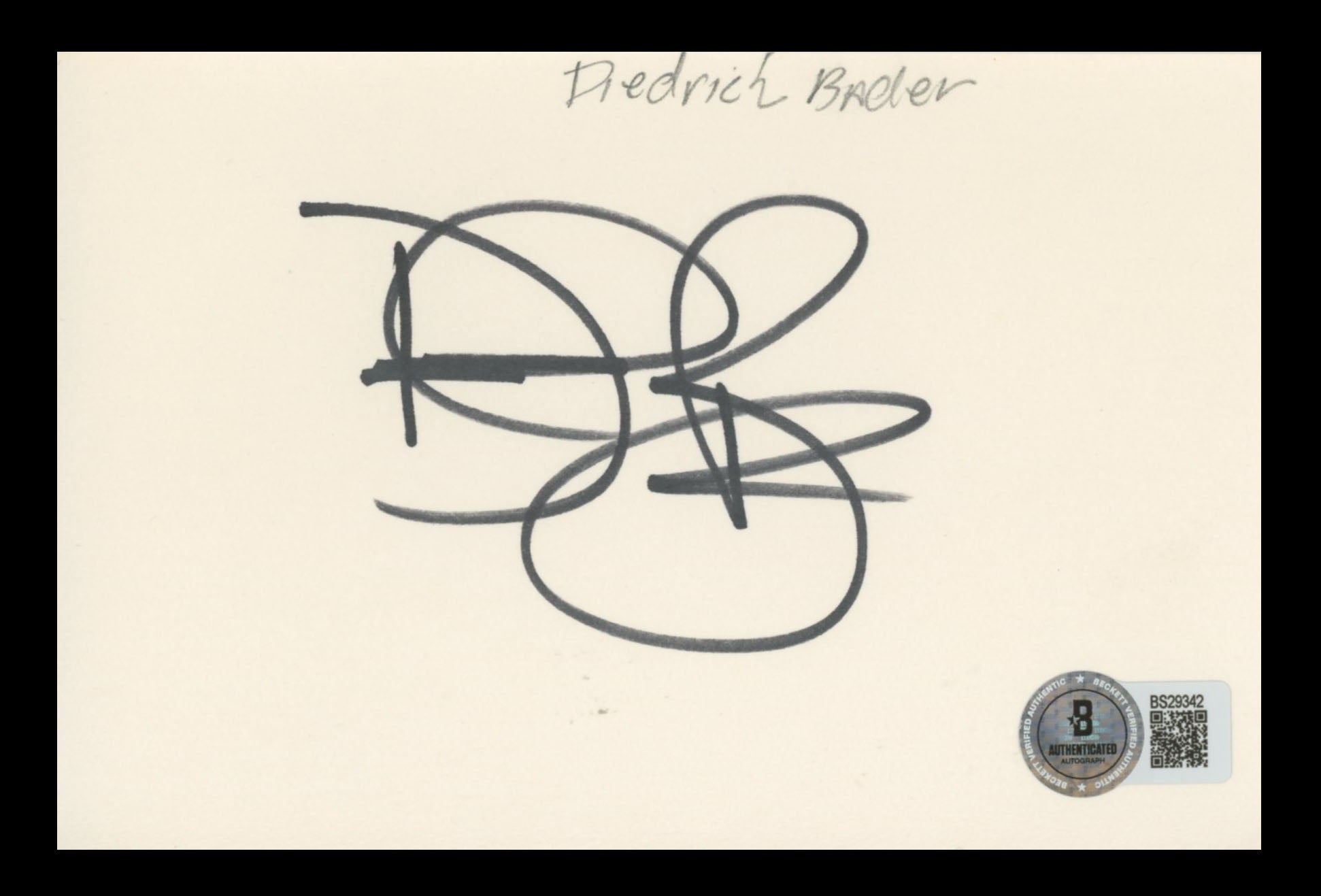 Deidrich Bader The Drew Carey Show Authentic Signed 4x6 Index Card BAS #BS29342