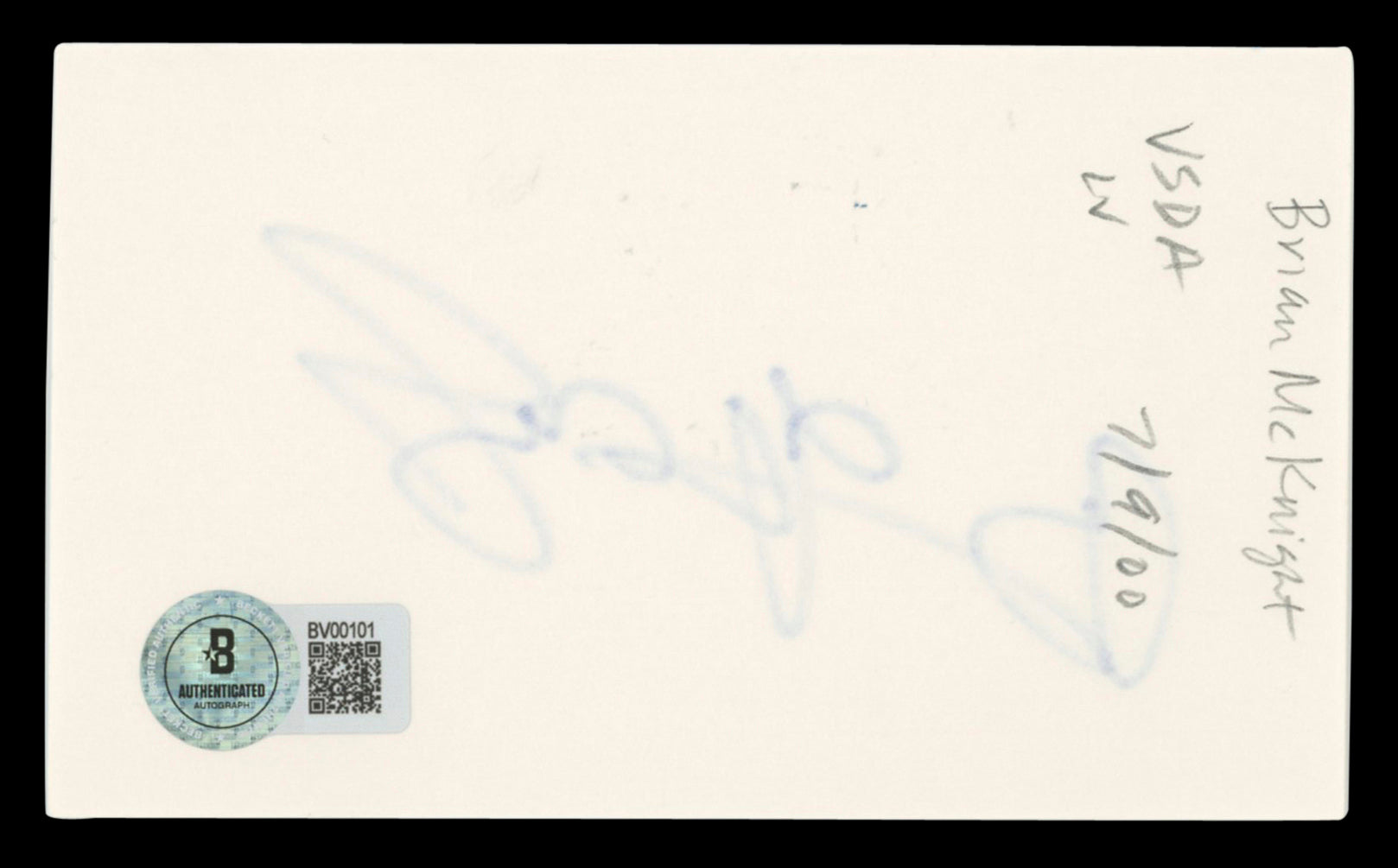 Brian McKnight Black Men United Authentic Signed 3x5 Index Card BAS #BV00101