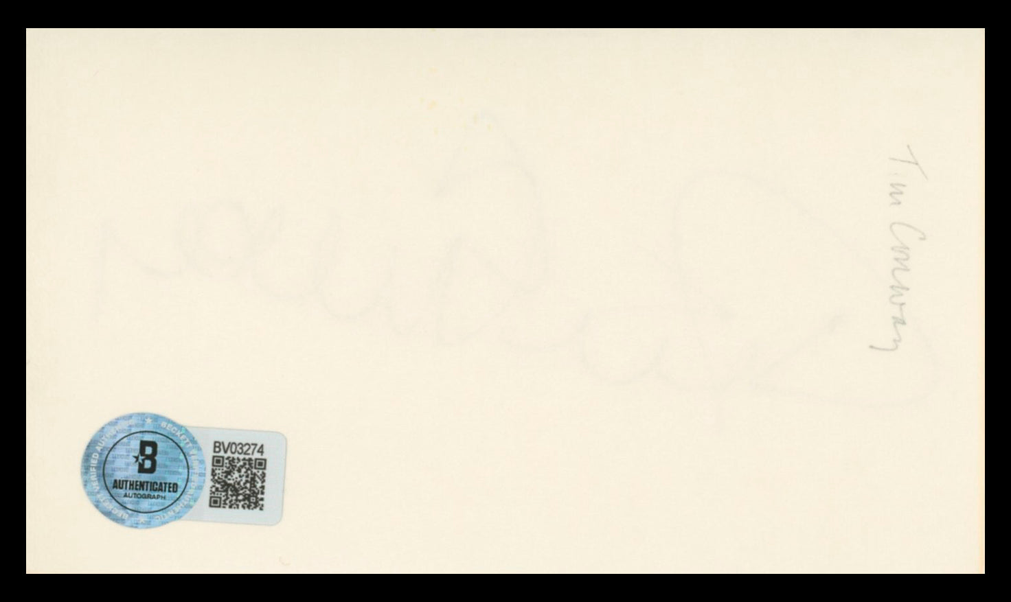 Tim Conway The Carol Burnett Show Authentic Signed 3x5 Index Card BAS #BV03274