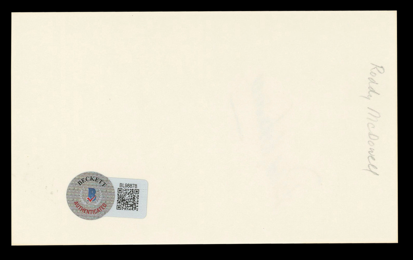 Roddy McDowall Planet Of The Apes Authentic Signed 3x5 Index Card BAS #BL98878