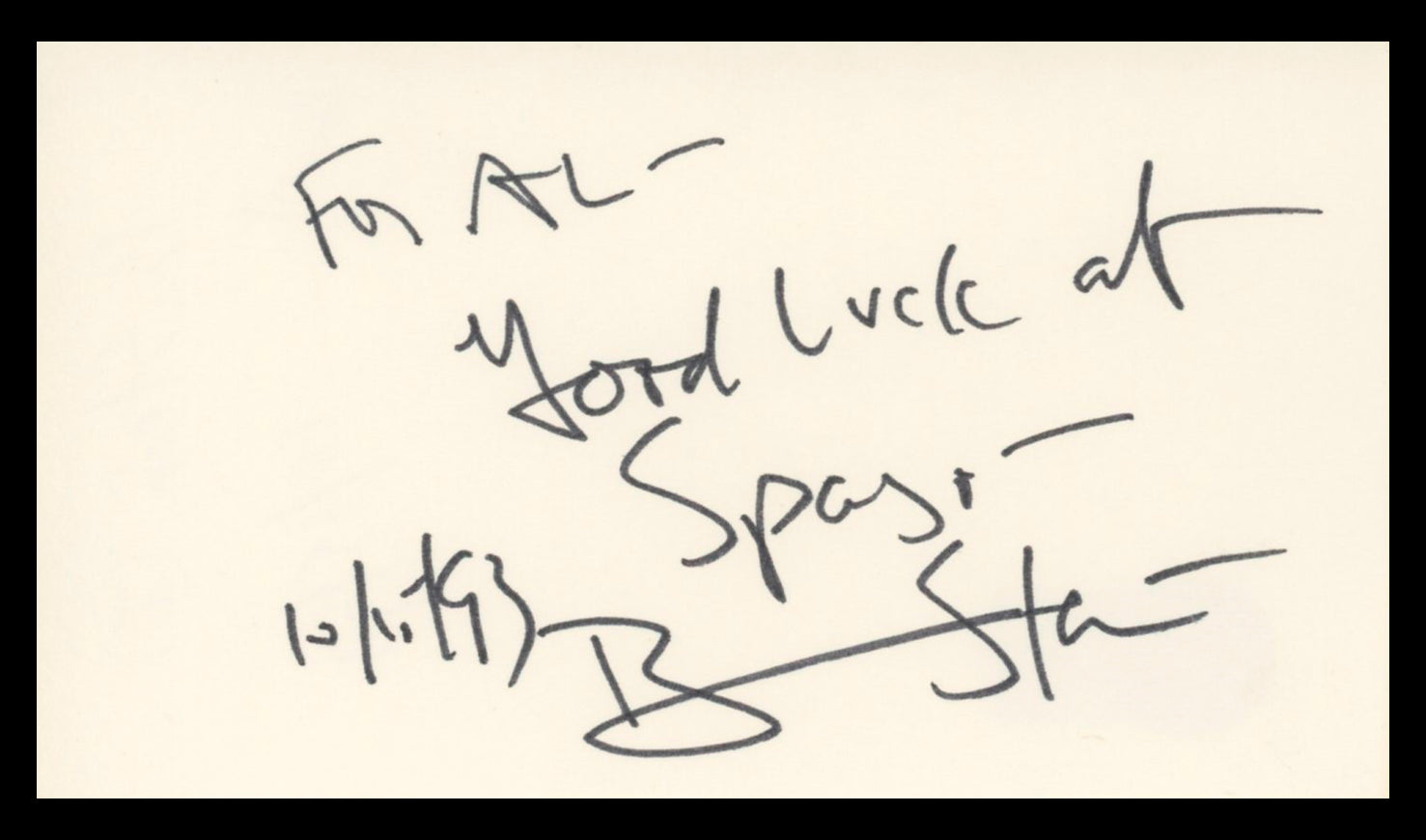 Ben Stein Ferris Bueller's Day Off Authentic Signed 3x5 Index Card BAS #BV03164