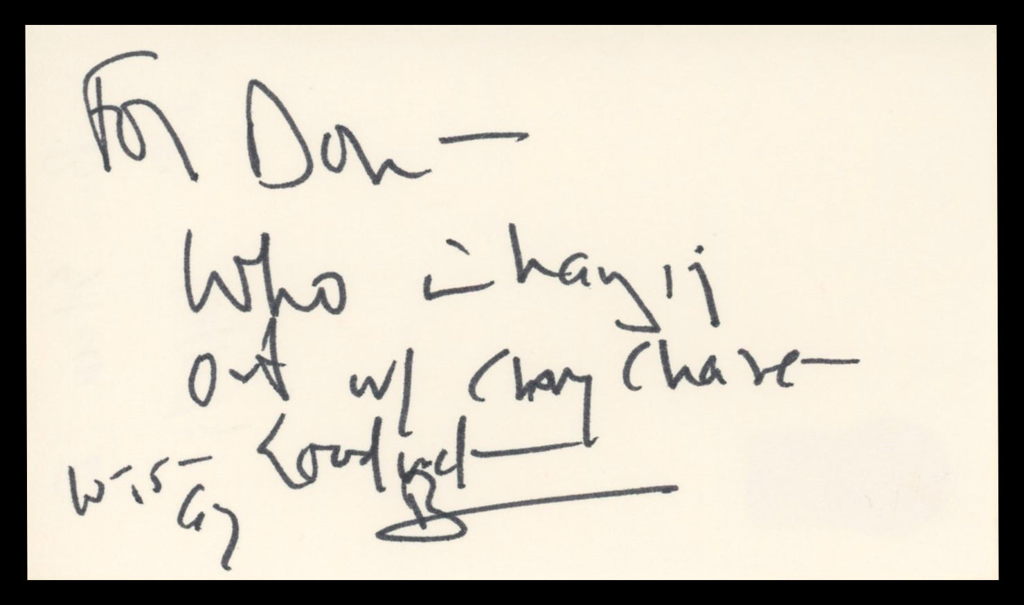 Ben Stein Ferris Bueller's Day Off Authentic Signed 3x5 Index Card BAS #BV03163