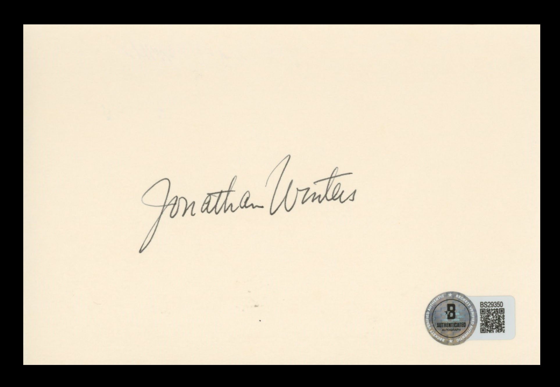 Jonathan Winters Mork & Mindy Authentic Signed 4x6 Index Card BAS #BS29350