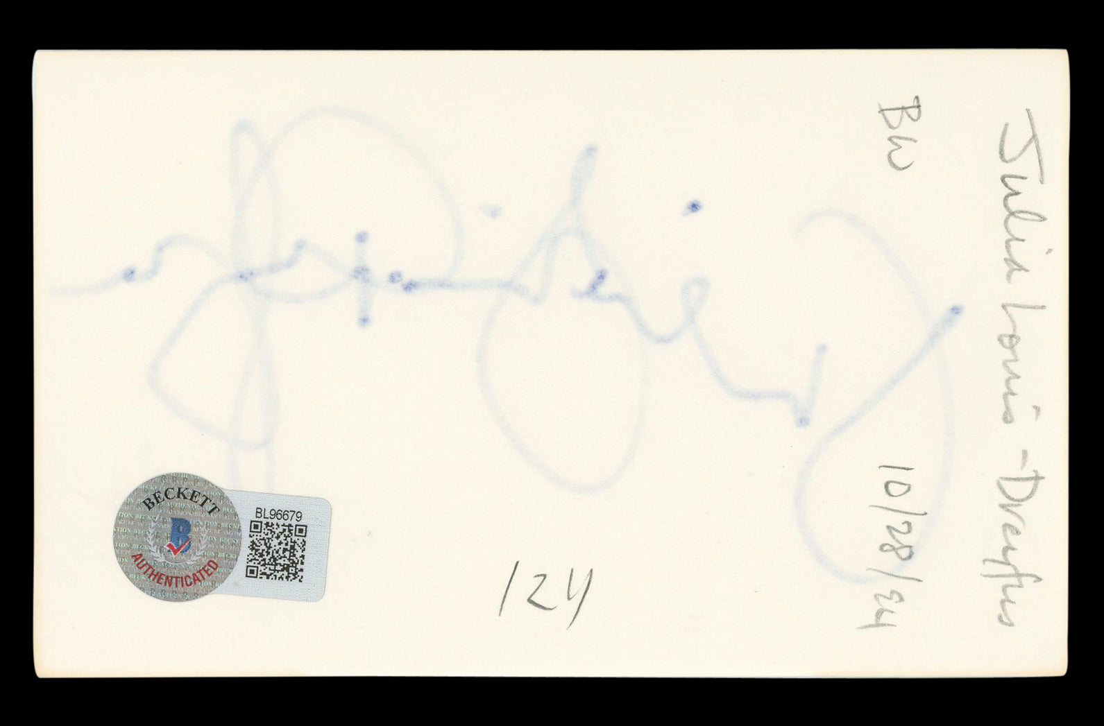 Julia Louis-Dreyfus Seinfeld Authentic Signed 3x5 Index Card BAS #BL96679