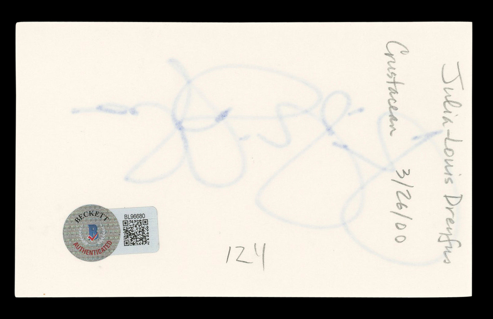 Julia Louis-Dreyfus Seinfeld Authentic Signed 3x5 Index Card BAS #BL96680