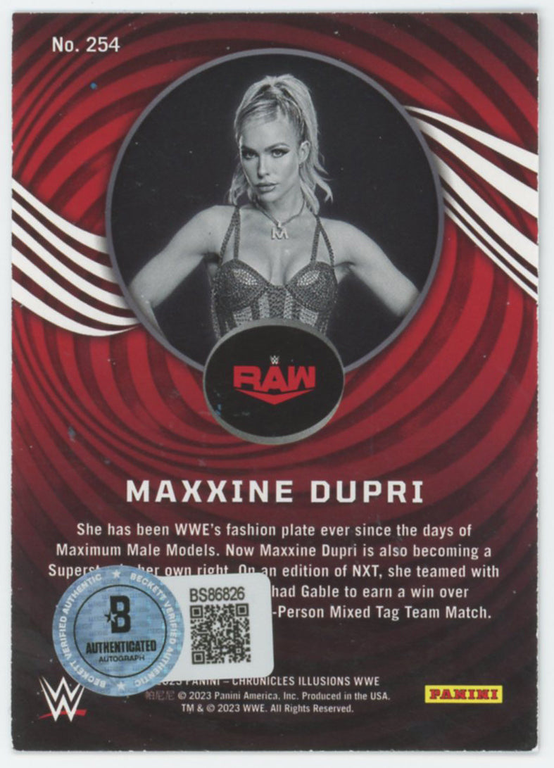 WWE Maxxine Dupri Signed 2023 Panini Chronicles #254 Rookie Card BAS #BS86826