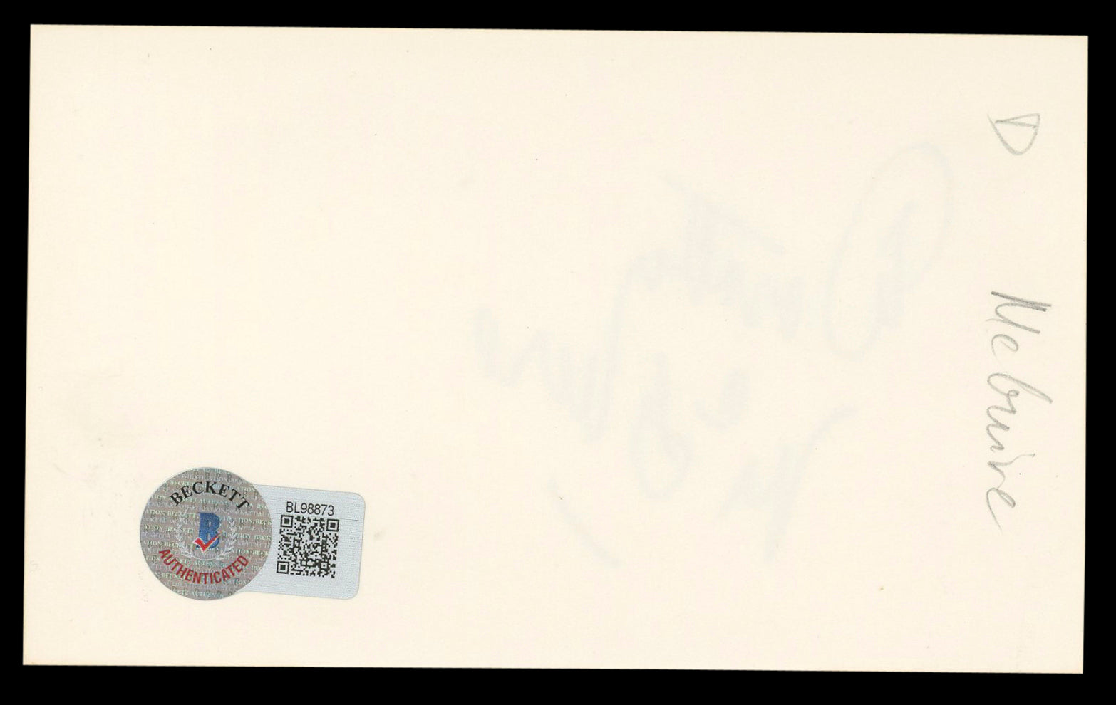 Dorothy McGuire Gentleman's Agreement Signed 3x5 Index Card BAS #BL98873