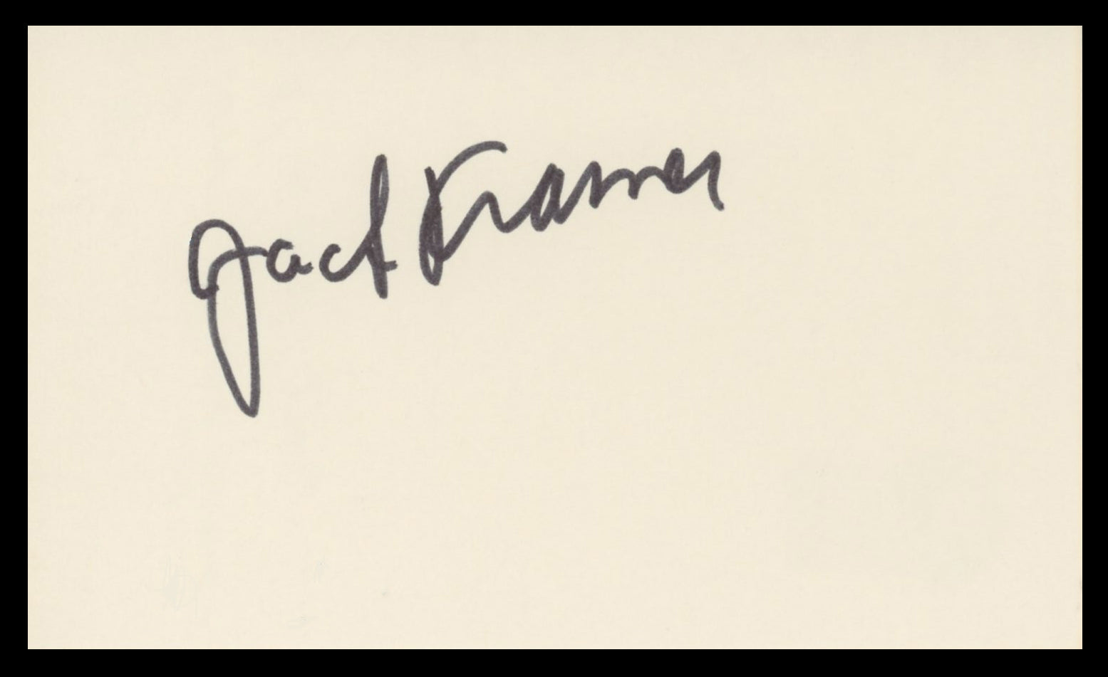 Jack Kramer Tennis Authentic Signed 3x5 Index Card Autographed BAS #BV59092