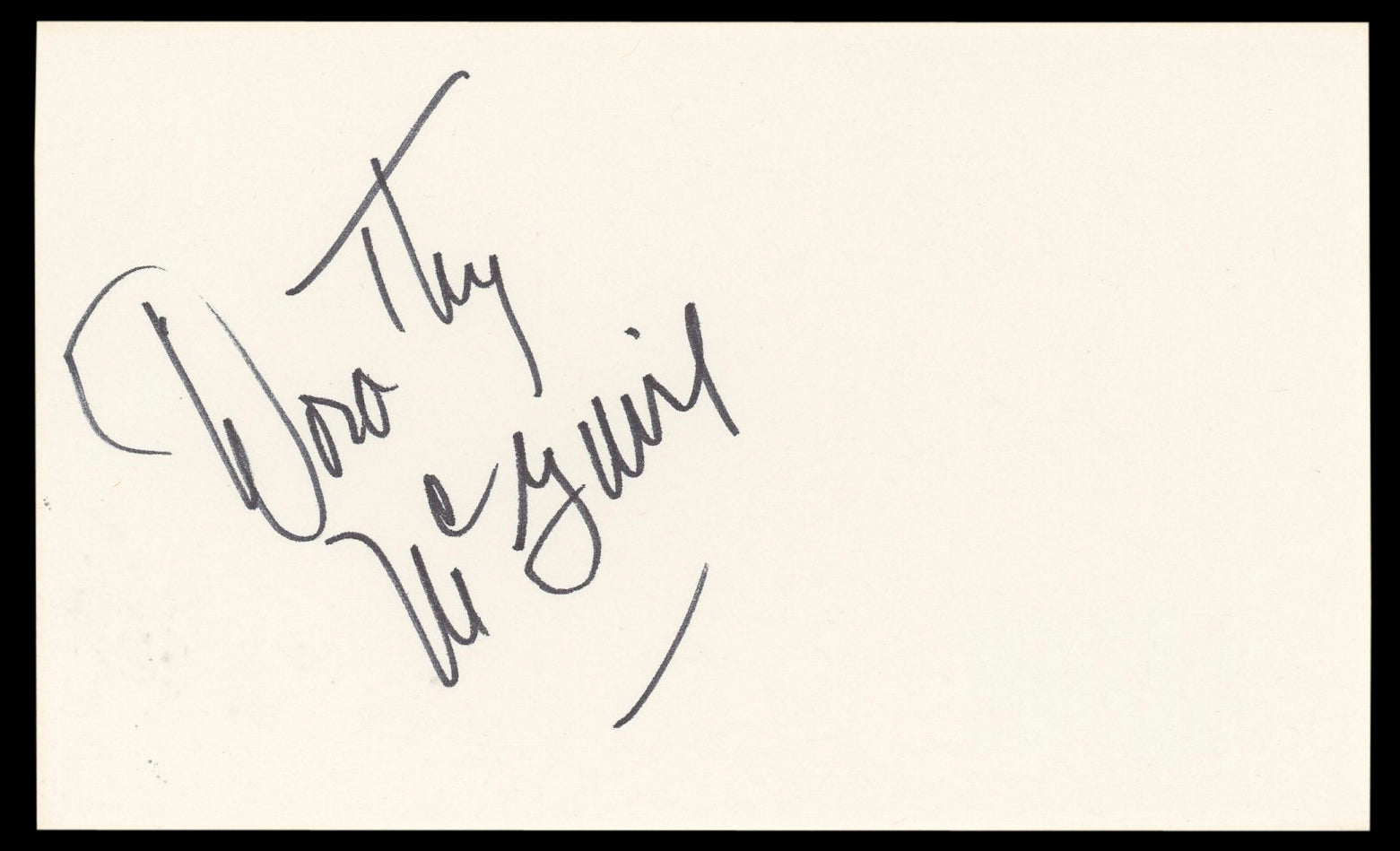 Dorothy McGuire Gentleman's Agreement Signed 3x5 Index Card BAS #BL98870