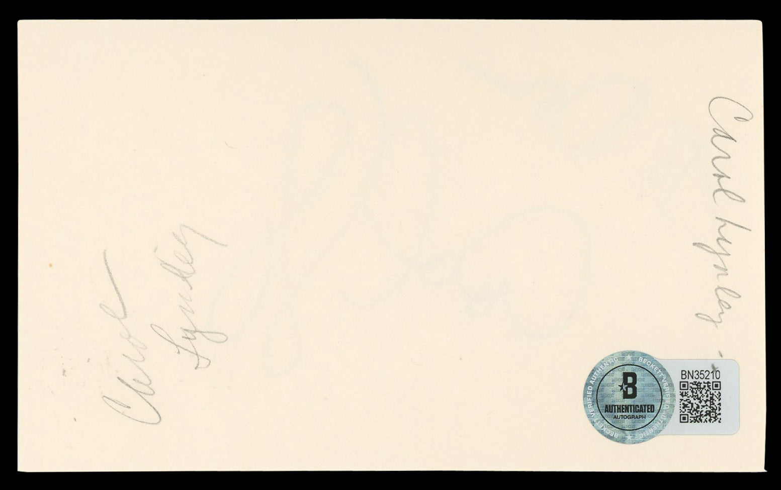 Carol Lynley The Poseidon Adventure Authentic Signed 3x5 Index Card BAS #BN35210