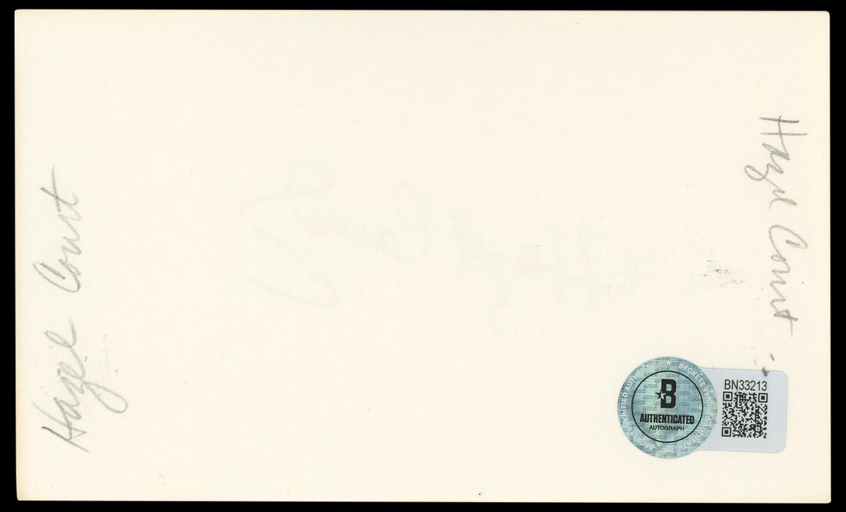 Hazel Court The Curse Of Frankenstein Signed 3x5 Index Card BAS #BN33213