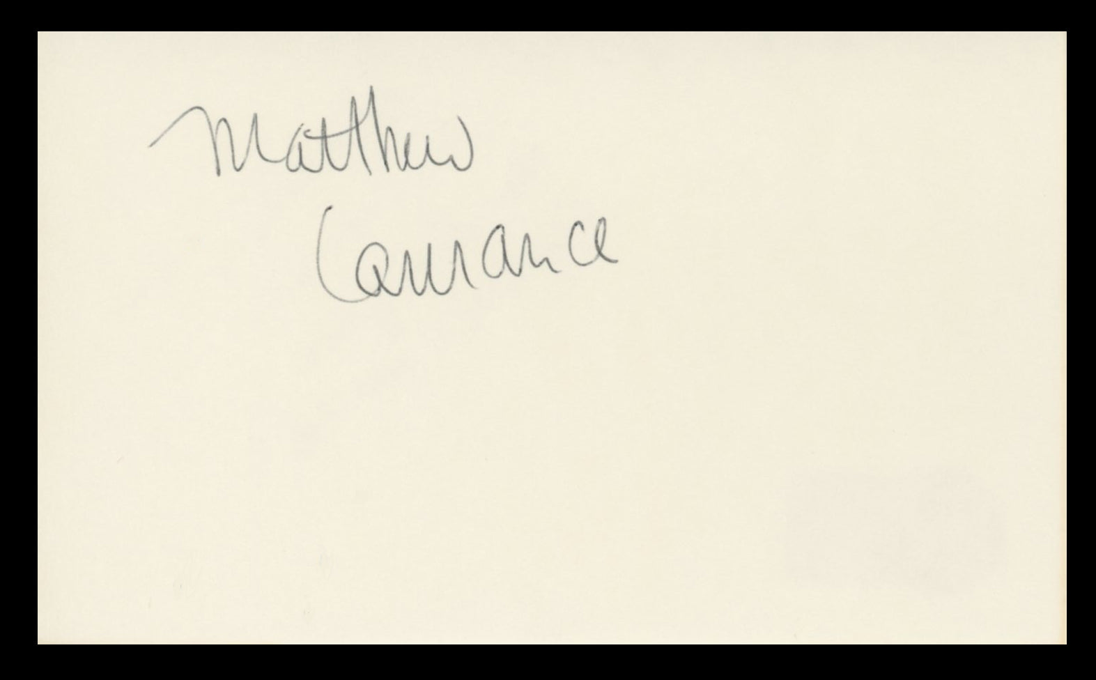 Matthew Lawrence Mrs. Doubtfire Authentic Signed 3x5 Index Card BAS #BV59094