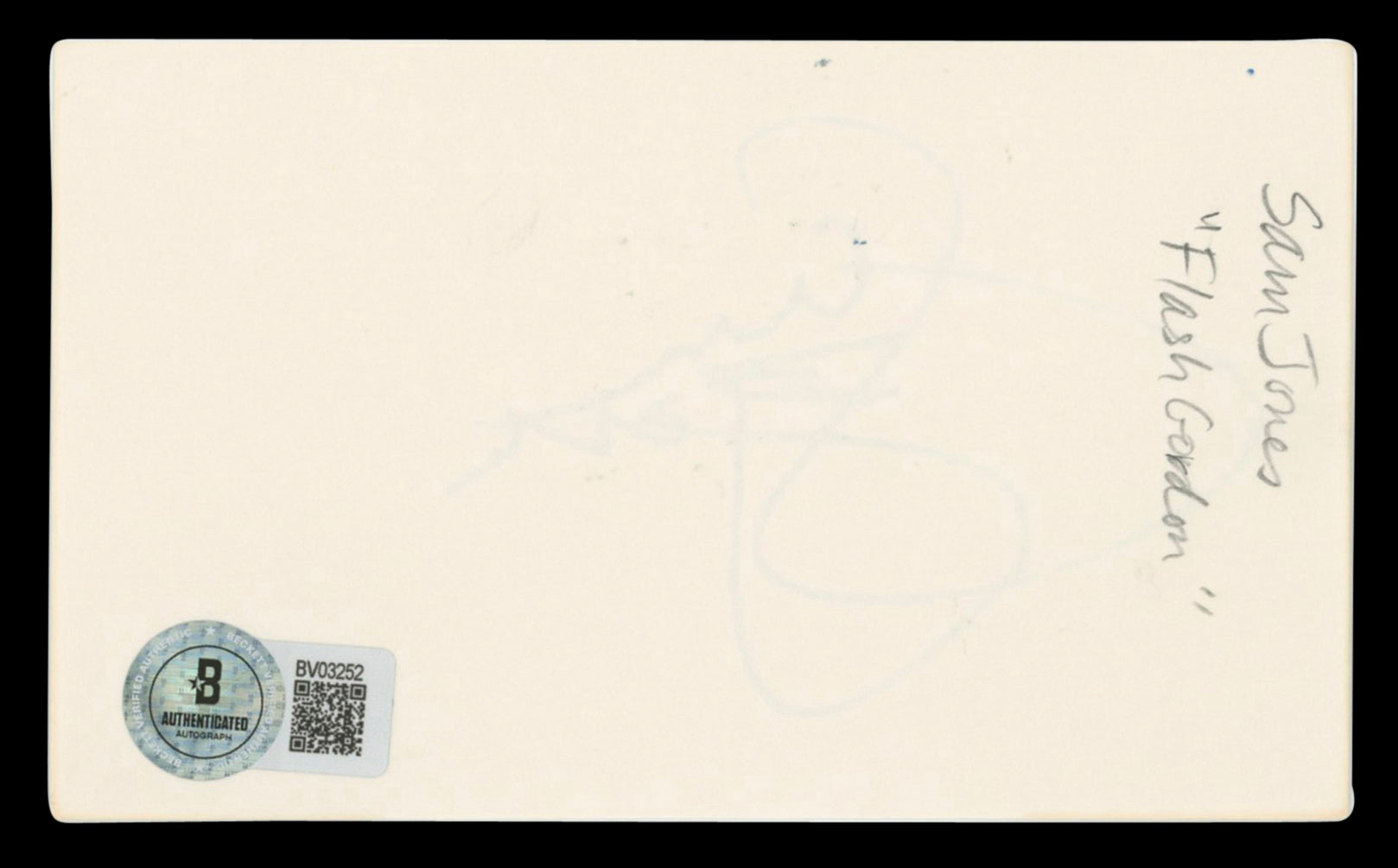Sam J. Jones Flash Gordon Authentic Signed 3x5 Index Card BAS #BV03252