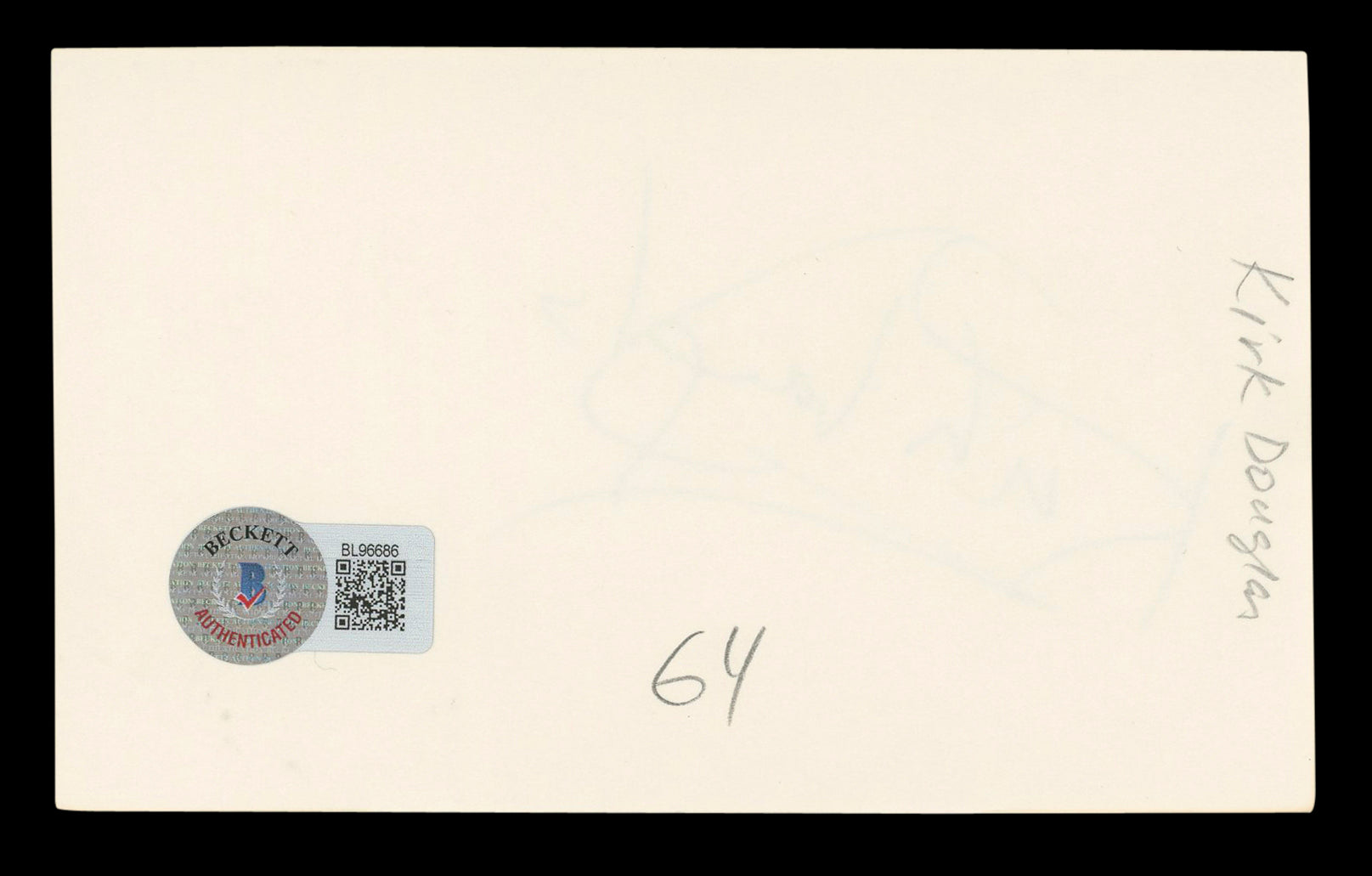 Kirk Douglas Spartacus Authentic Signed 3x5 Index Card Autographed BAS #BL96686