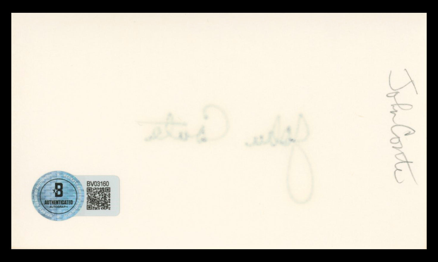 John Conte The Man With The Golden Arm Signed 3x5 Index Card BAS #BV03160